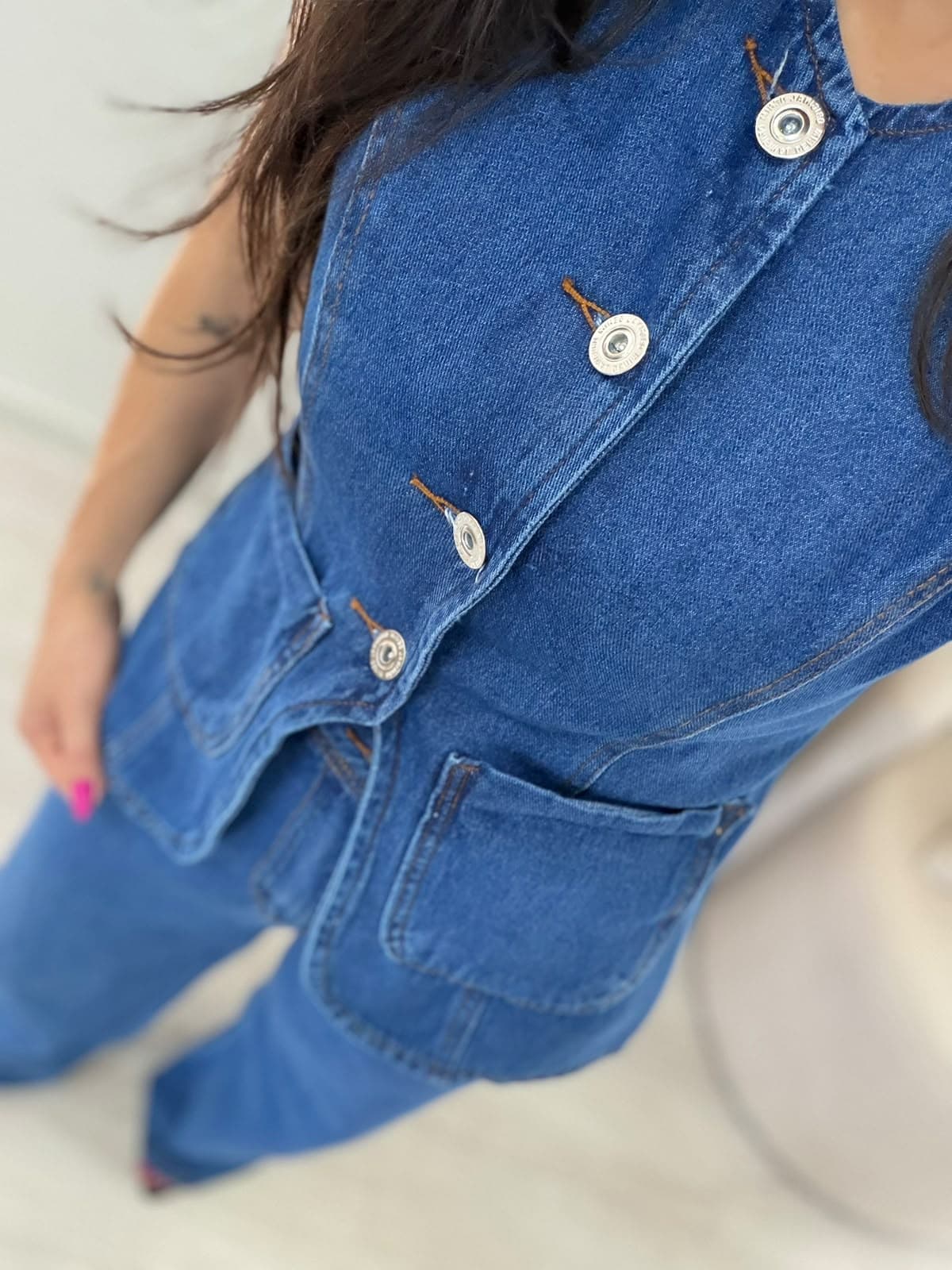 CONJUNTO COLETE JEANS