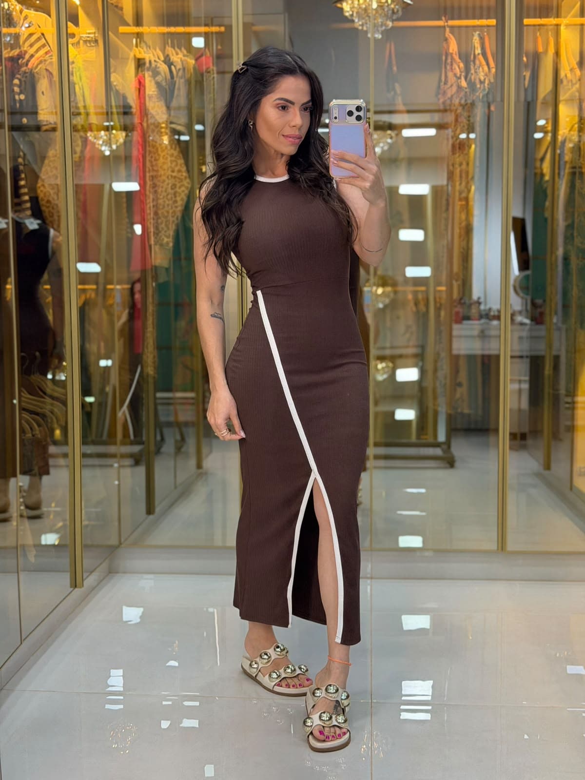 VESTIDO CANELADO