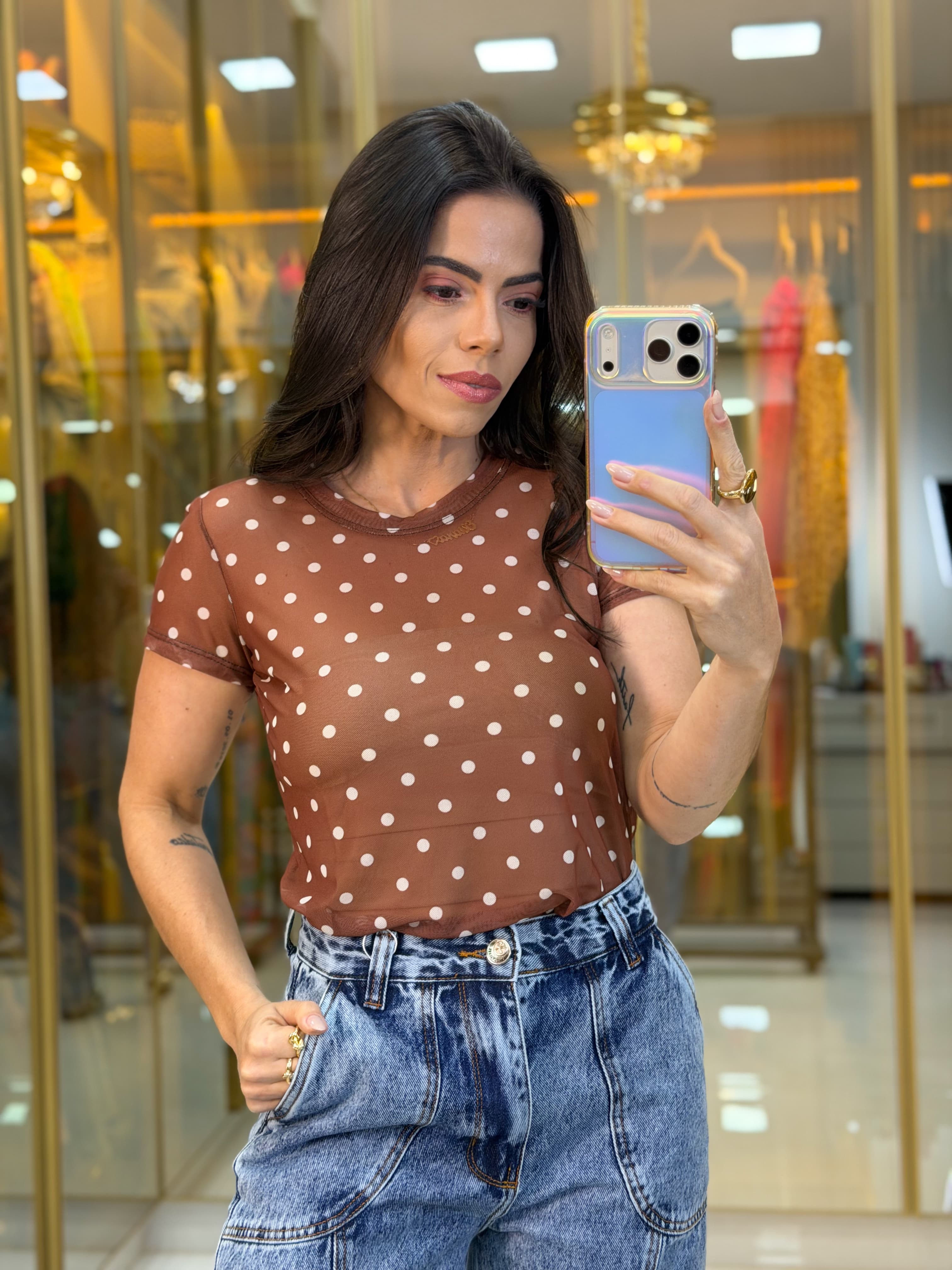 BLUSA TULE ESTAMPA POÁ