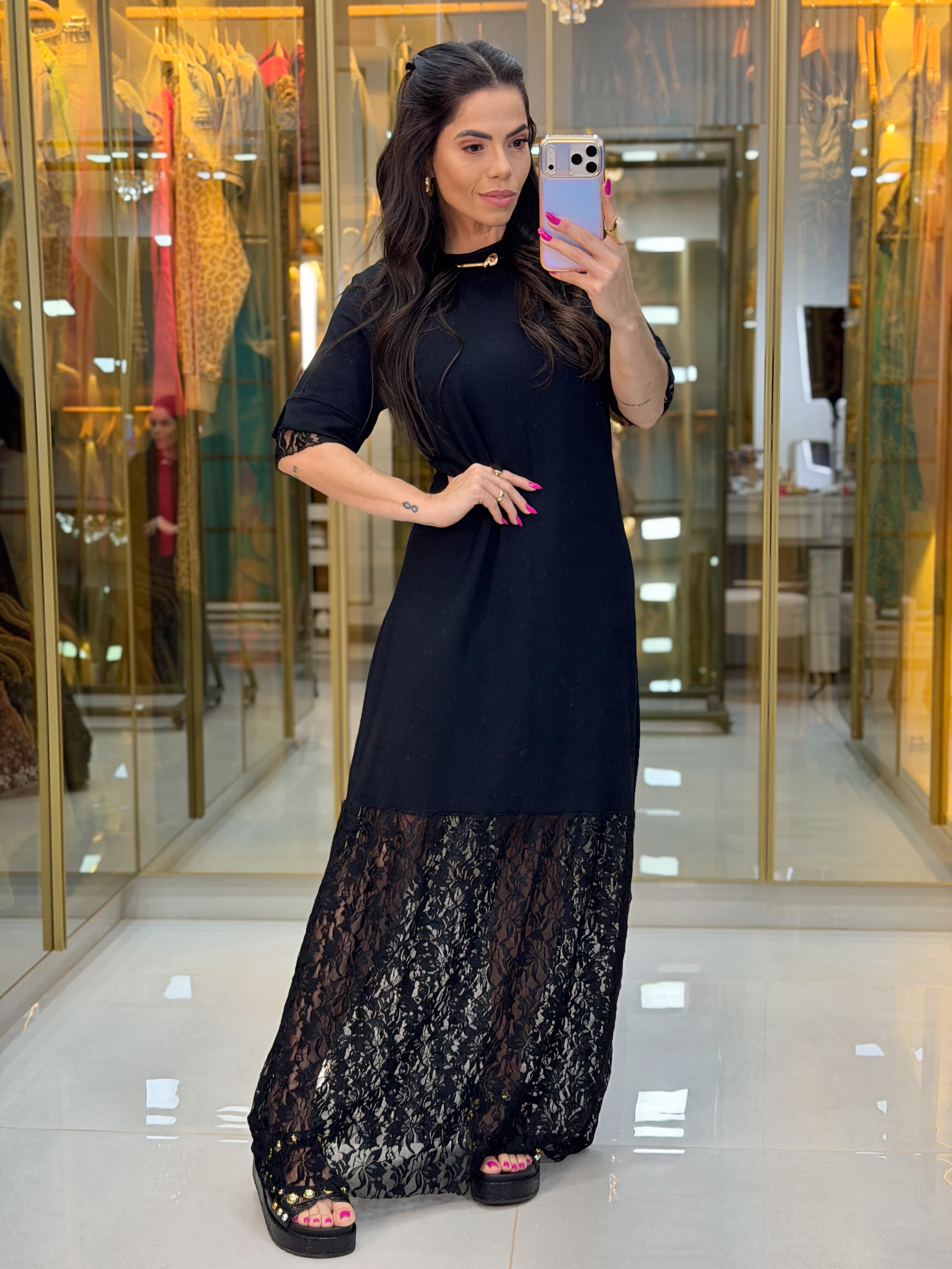 VESTIDO MOLETINHO RENDA