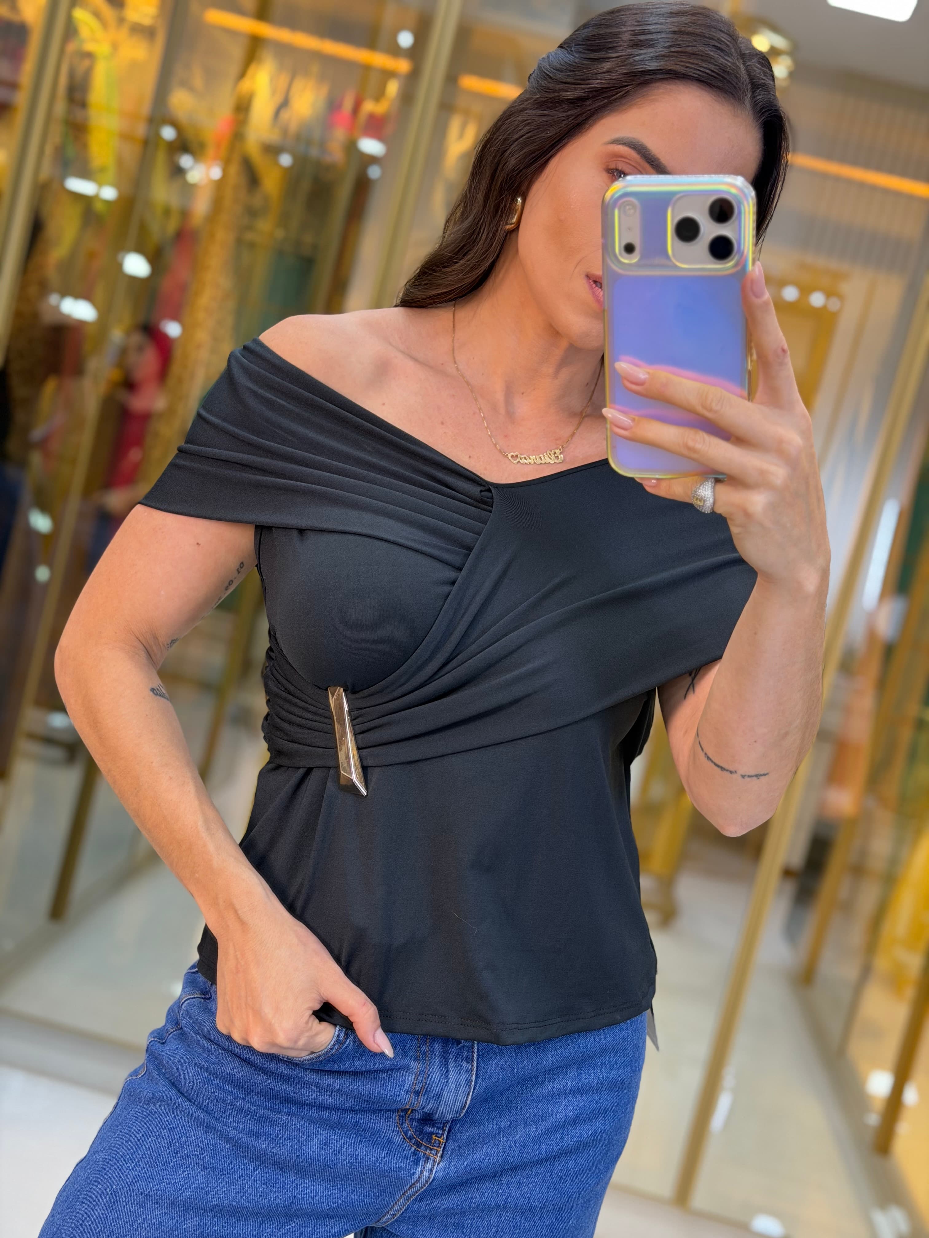 BLUSA OMBRO OMBRO PRETA