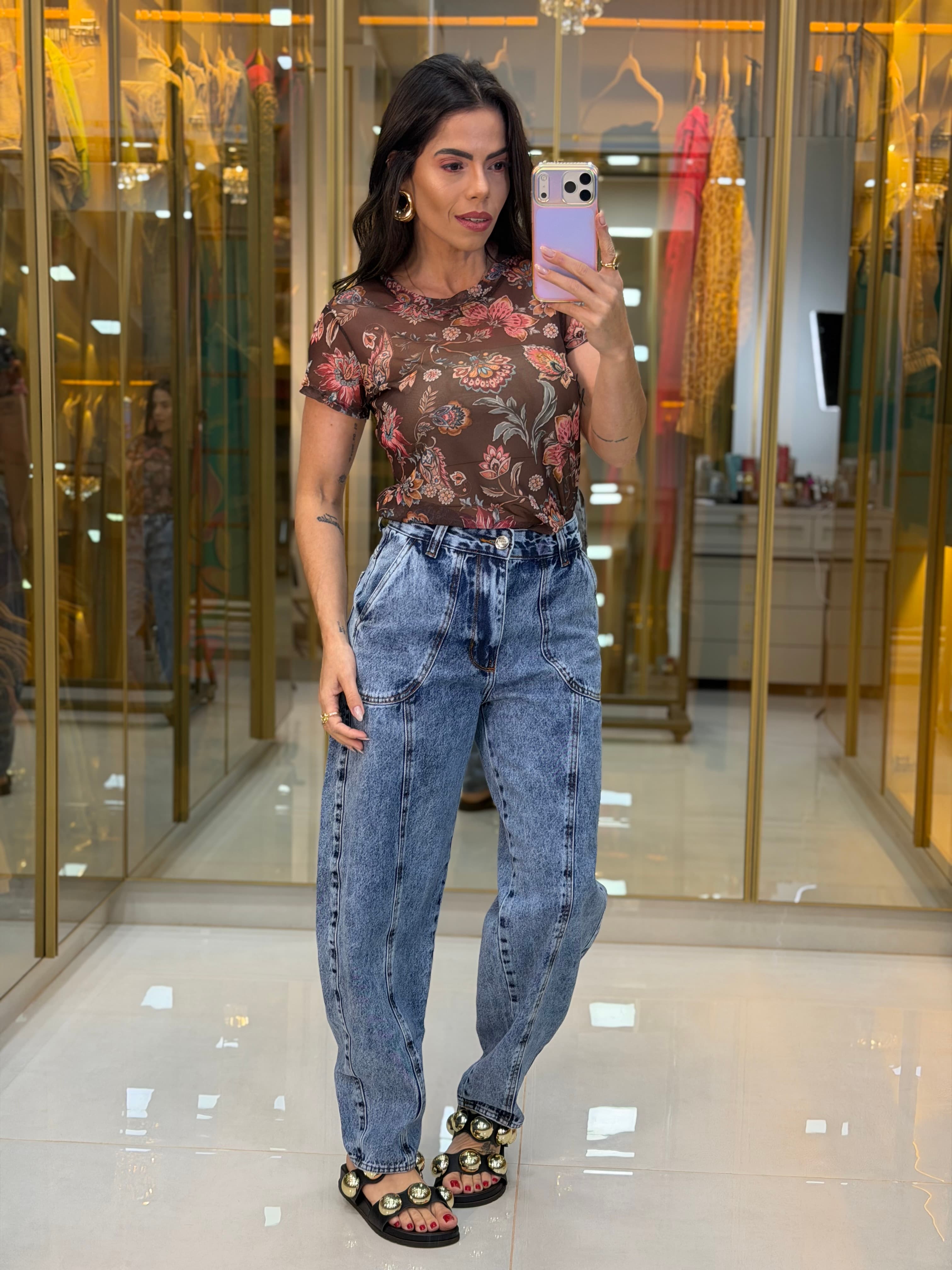 BLUSA TULE ESTAMPADA ROSA