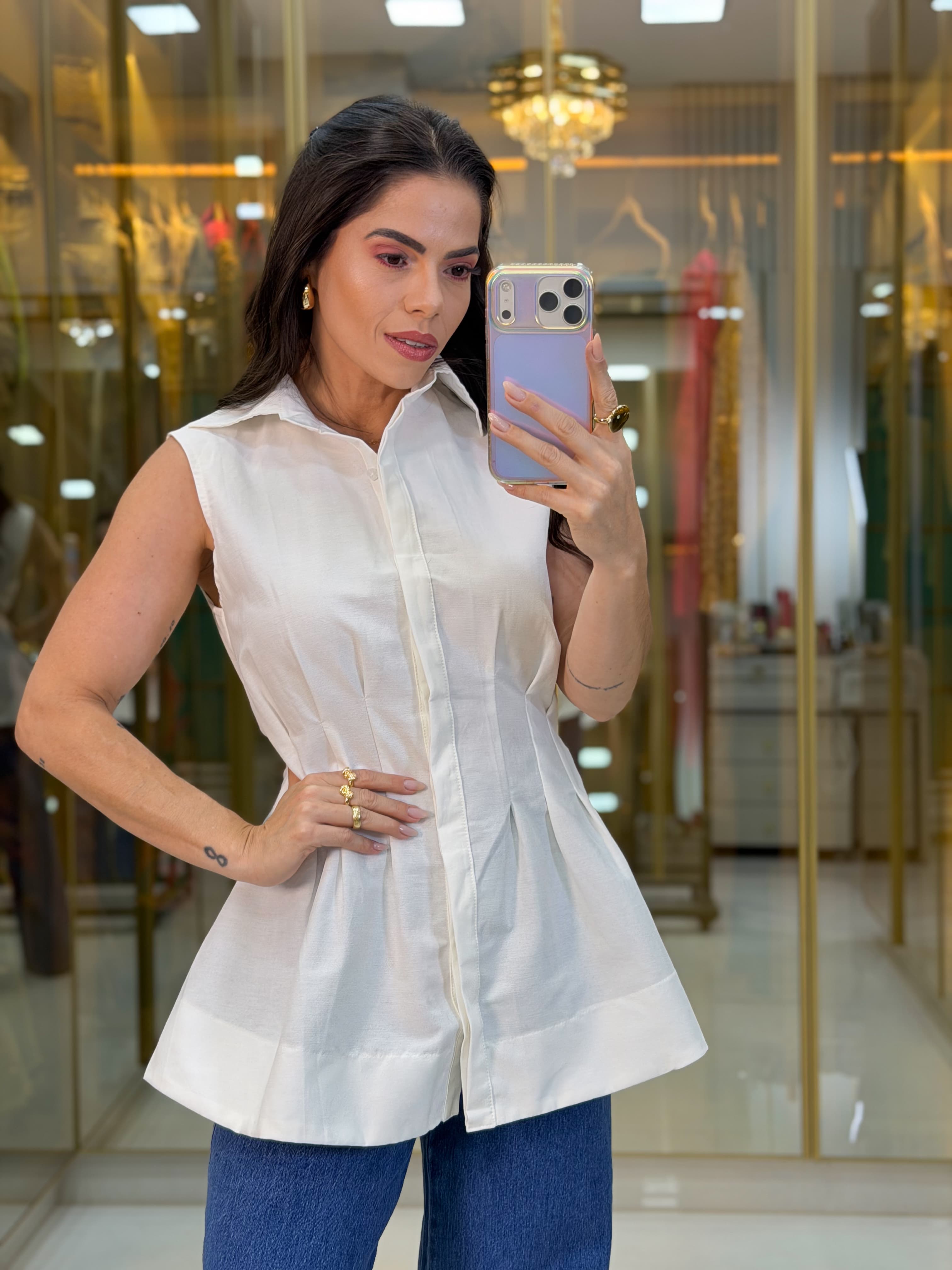 BLUSA PEPLUM BOTÃO
