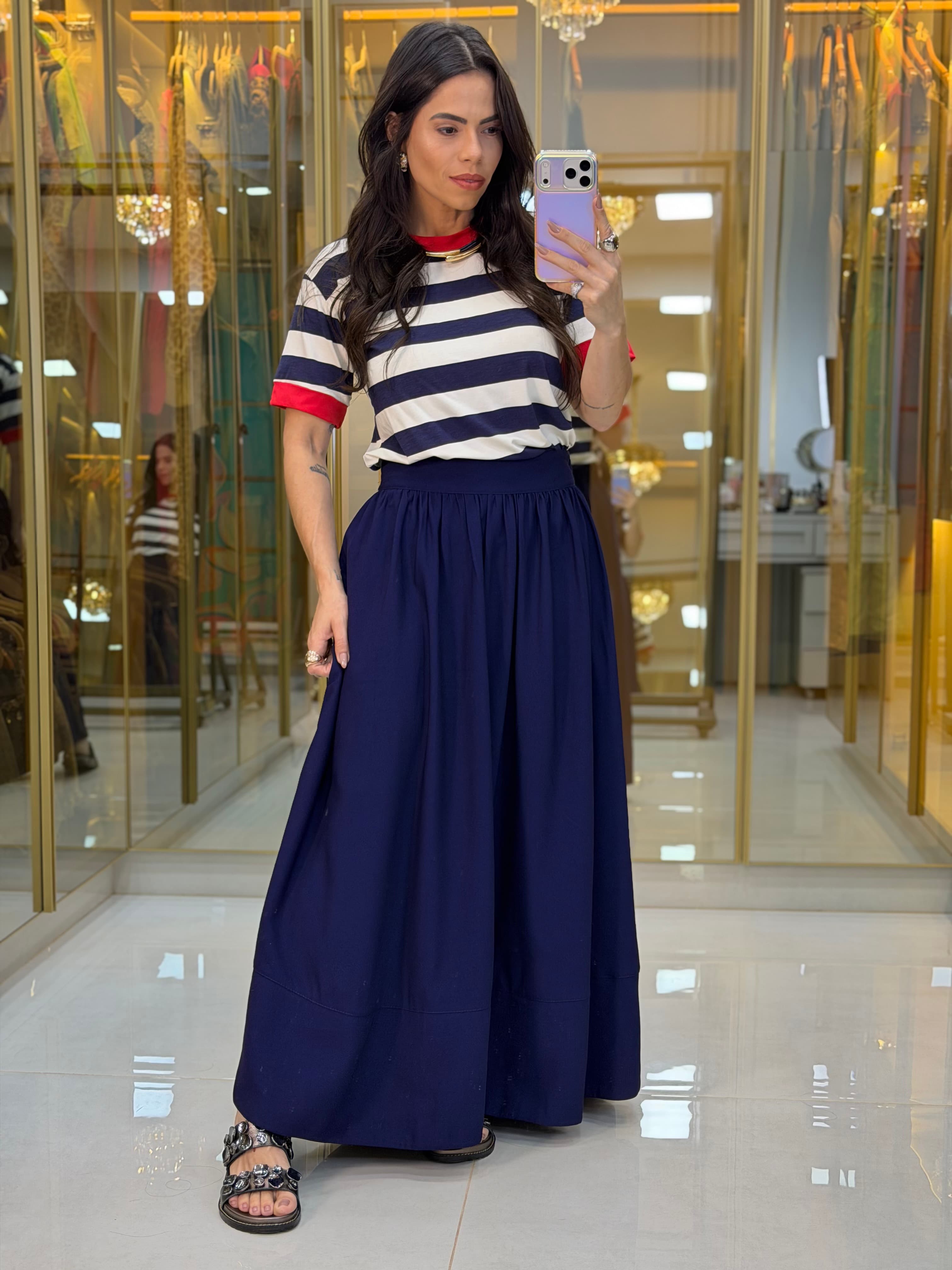 SAIA MIDI AZUL MARINHO