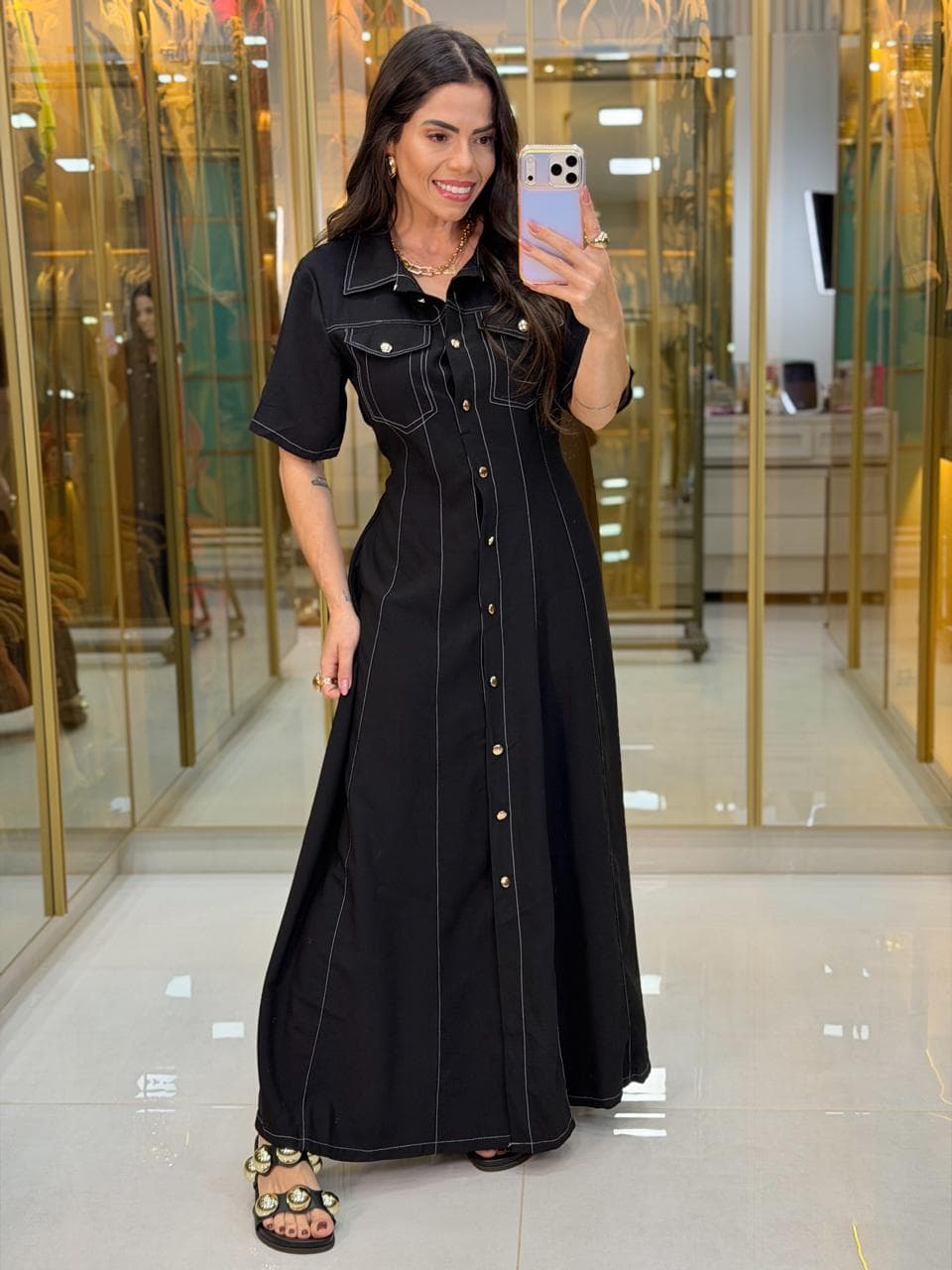 VESTIDO LONGO BOTÃO