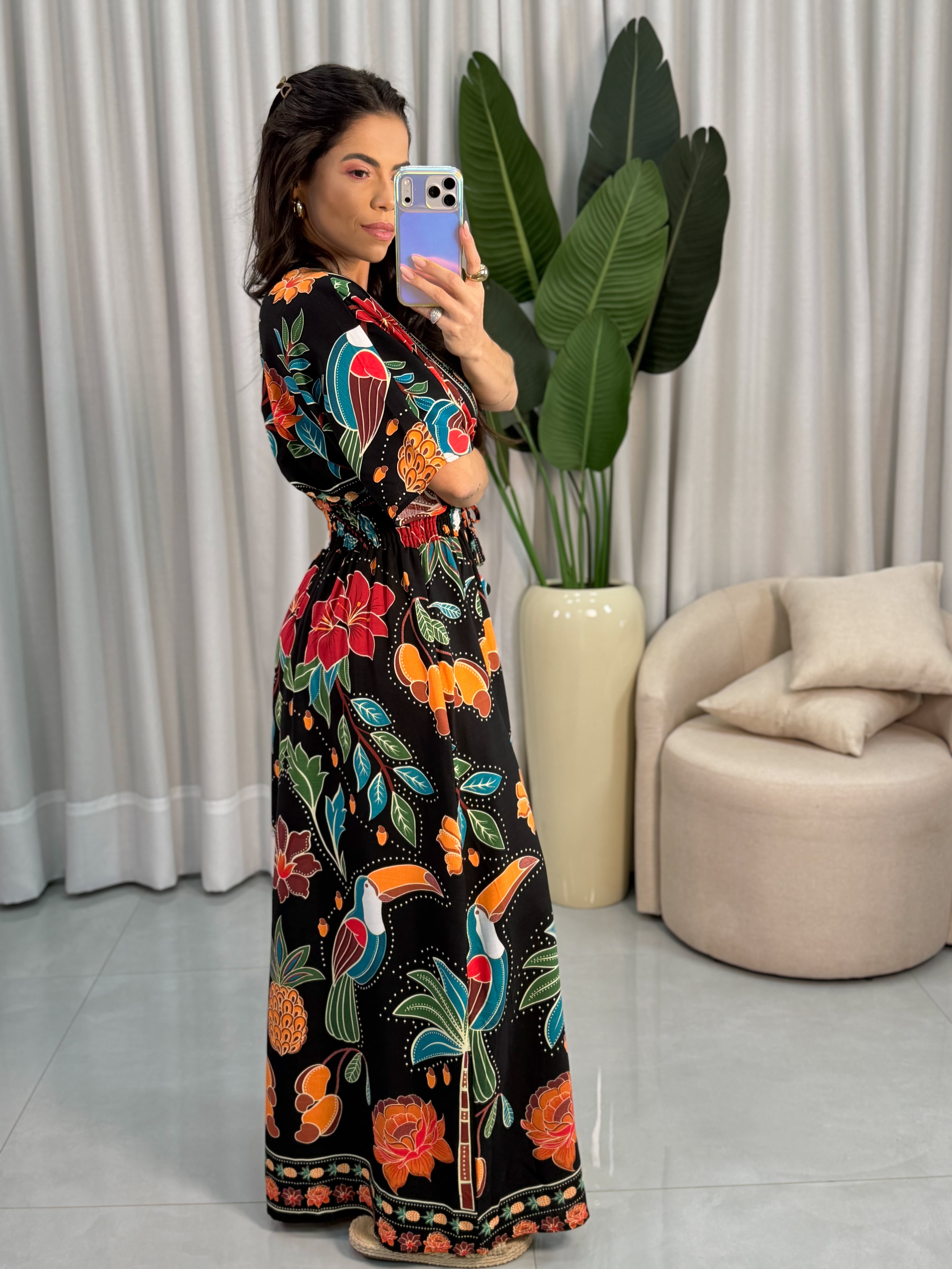 VESTIDO ESTAMPADO PRETO