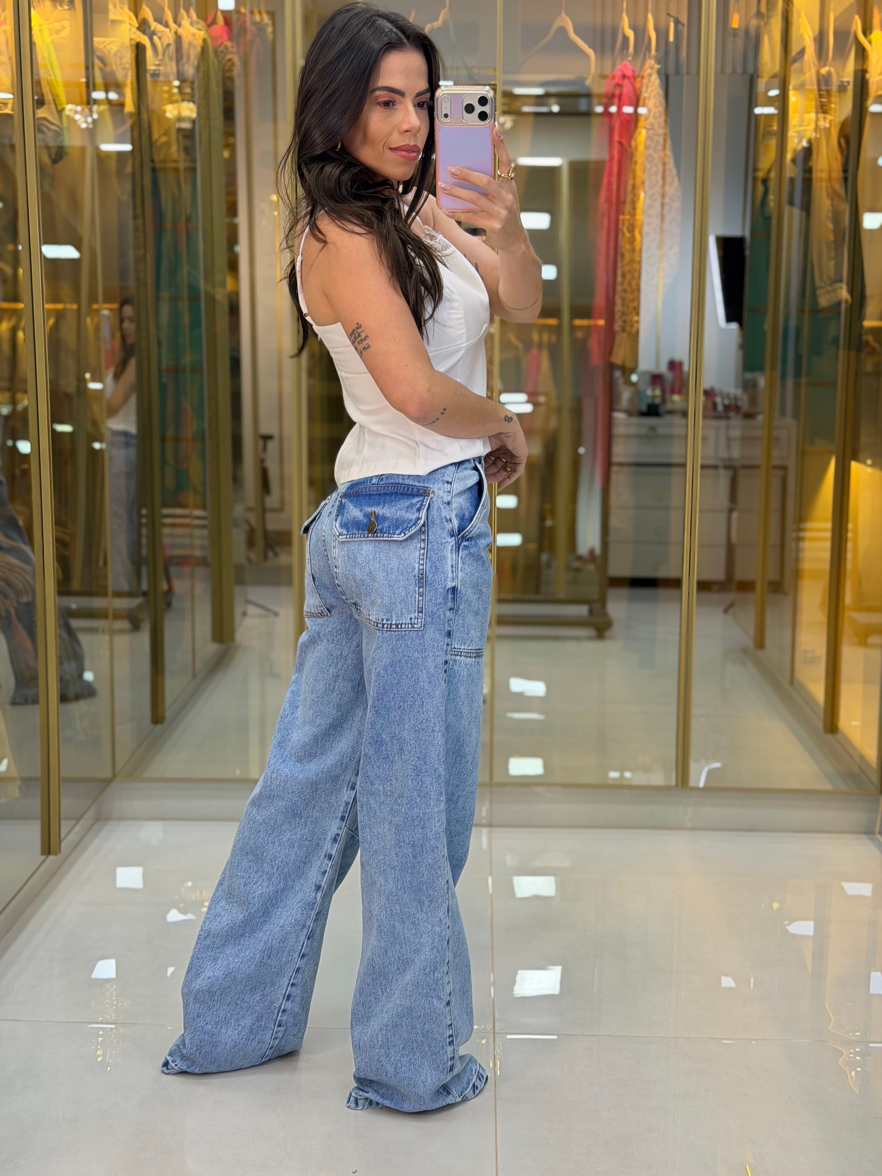 CALÇA JEANS WIDE LEG