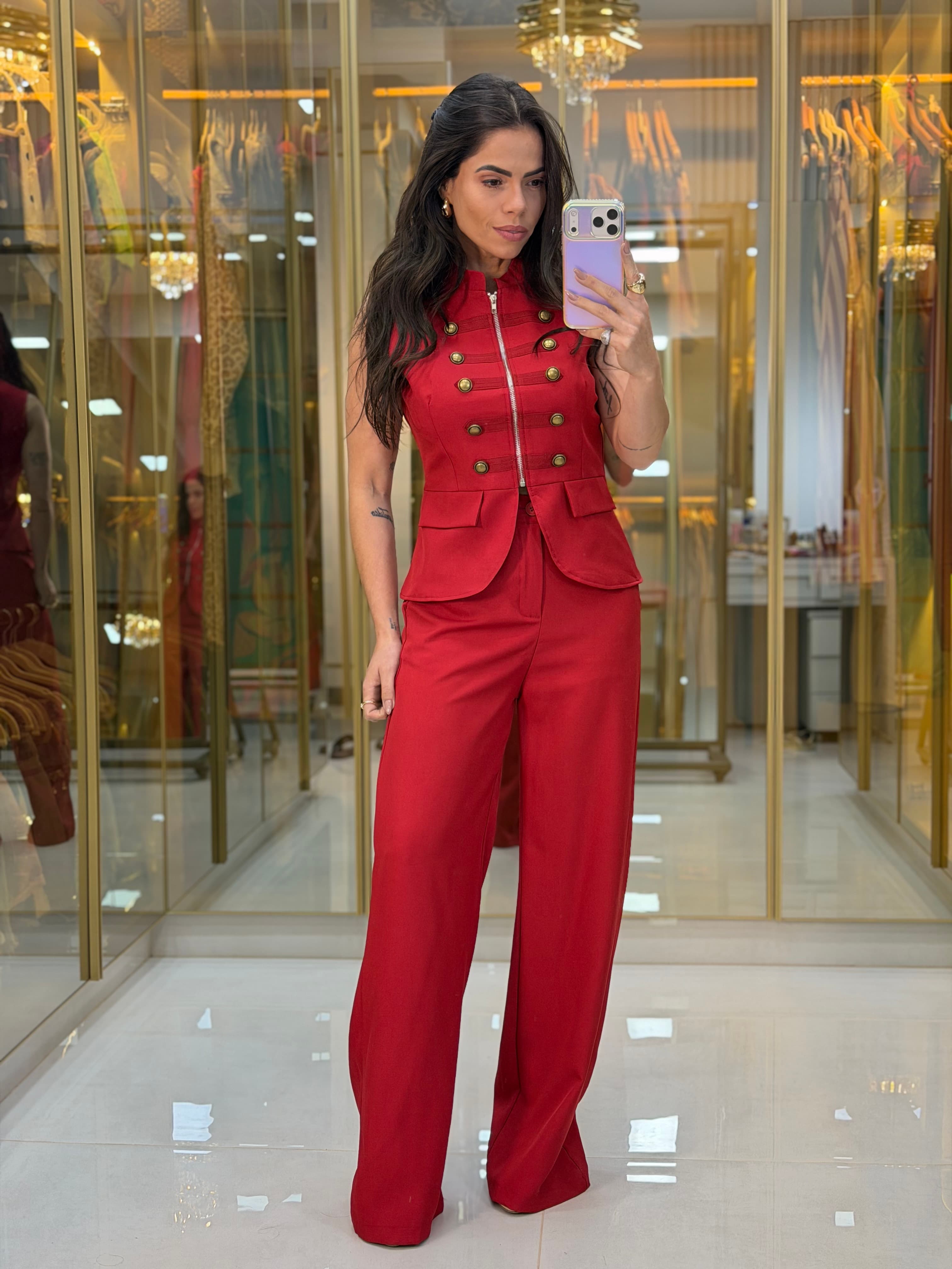 CONJUNTO ALFAITARIA BOTÃO VERMELHO
