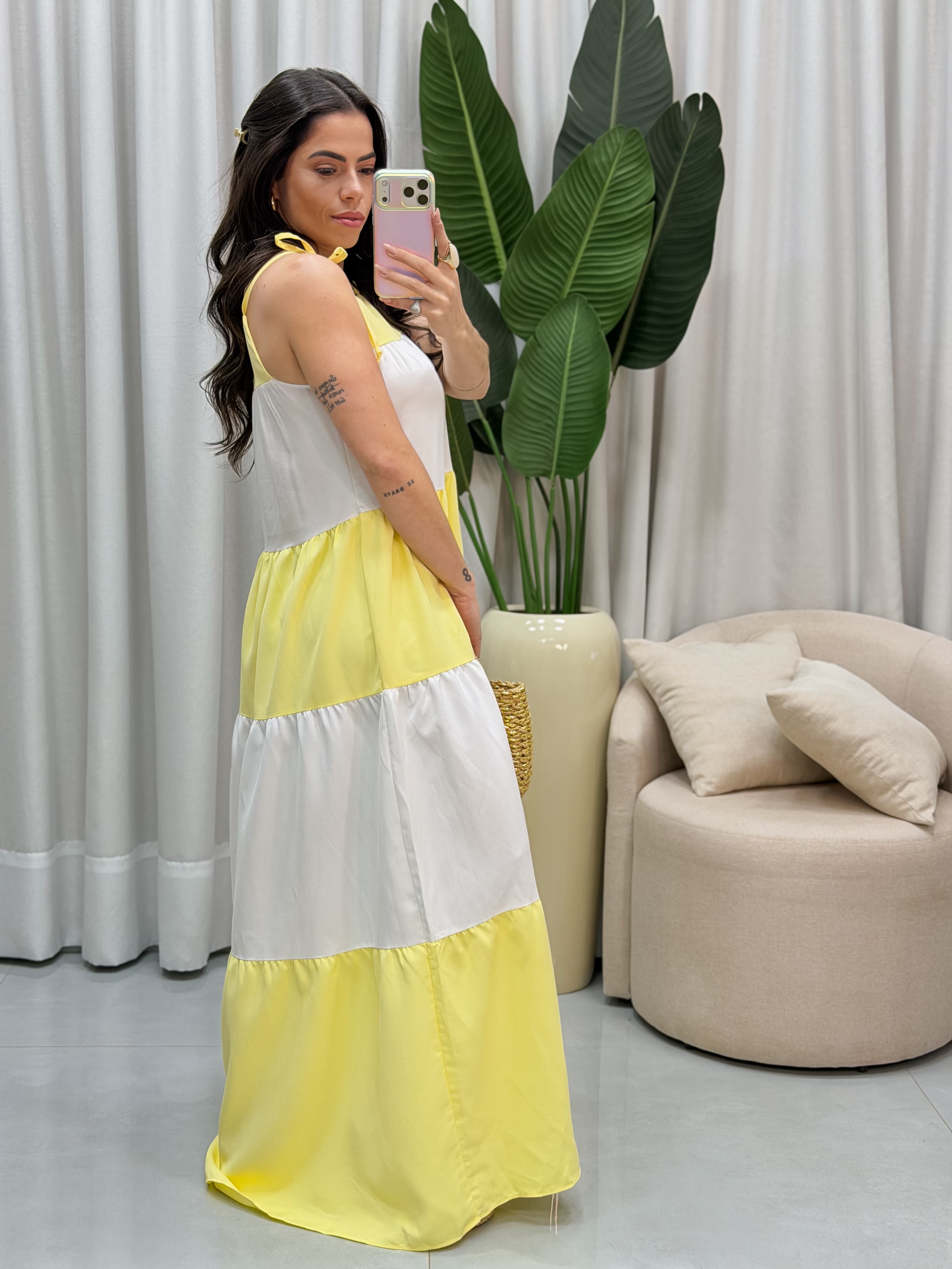 VESTIDO LISTRAS AMARELO
