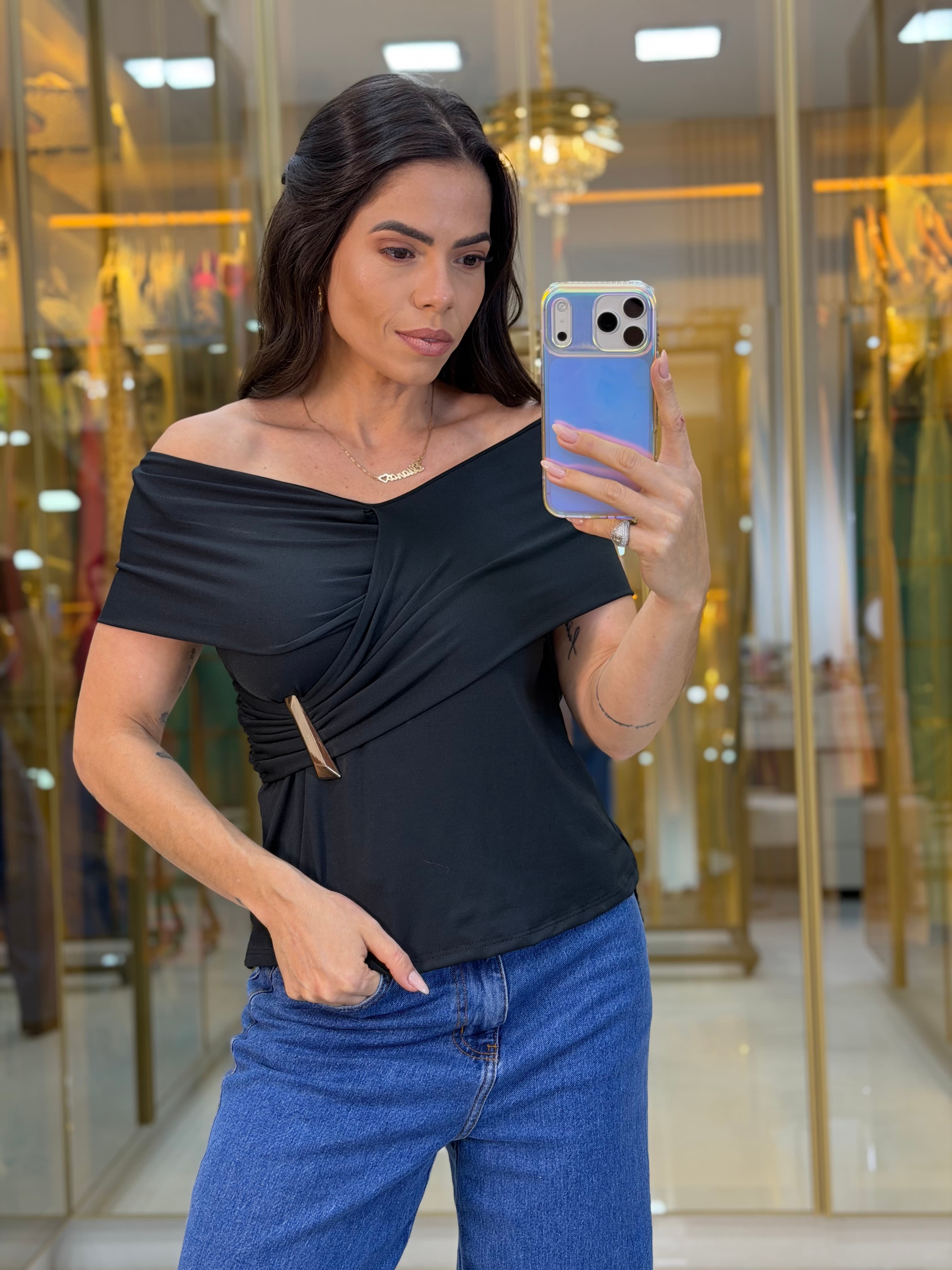 BLUSA OMBRO OMBRO PRETA