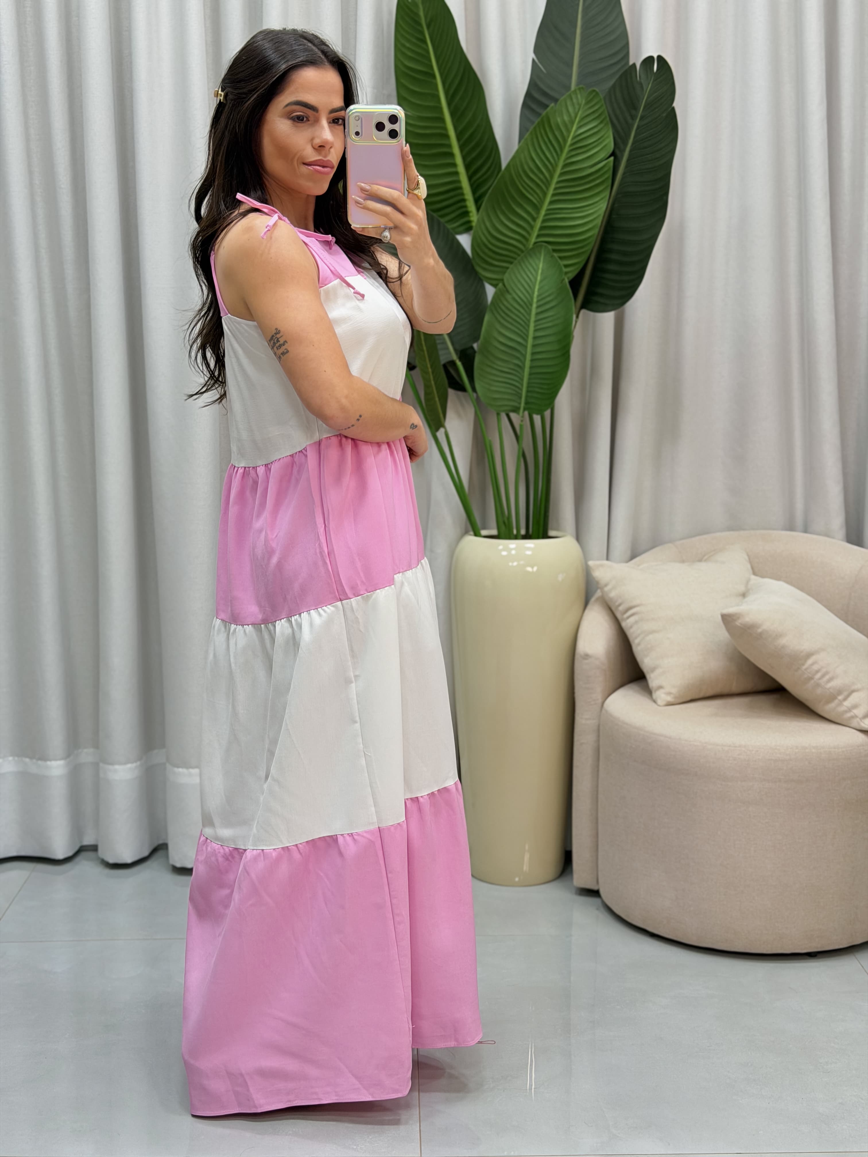 VESTIDO LISTRAS ROSA