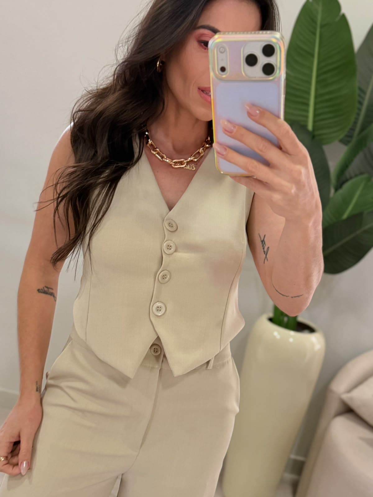 CONJUNTO COLETE ALFAIATARIA