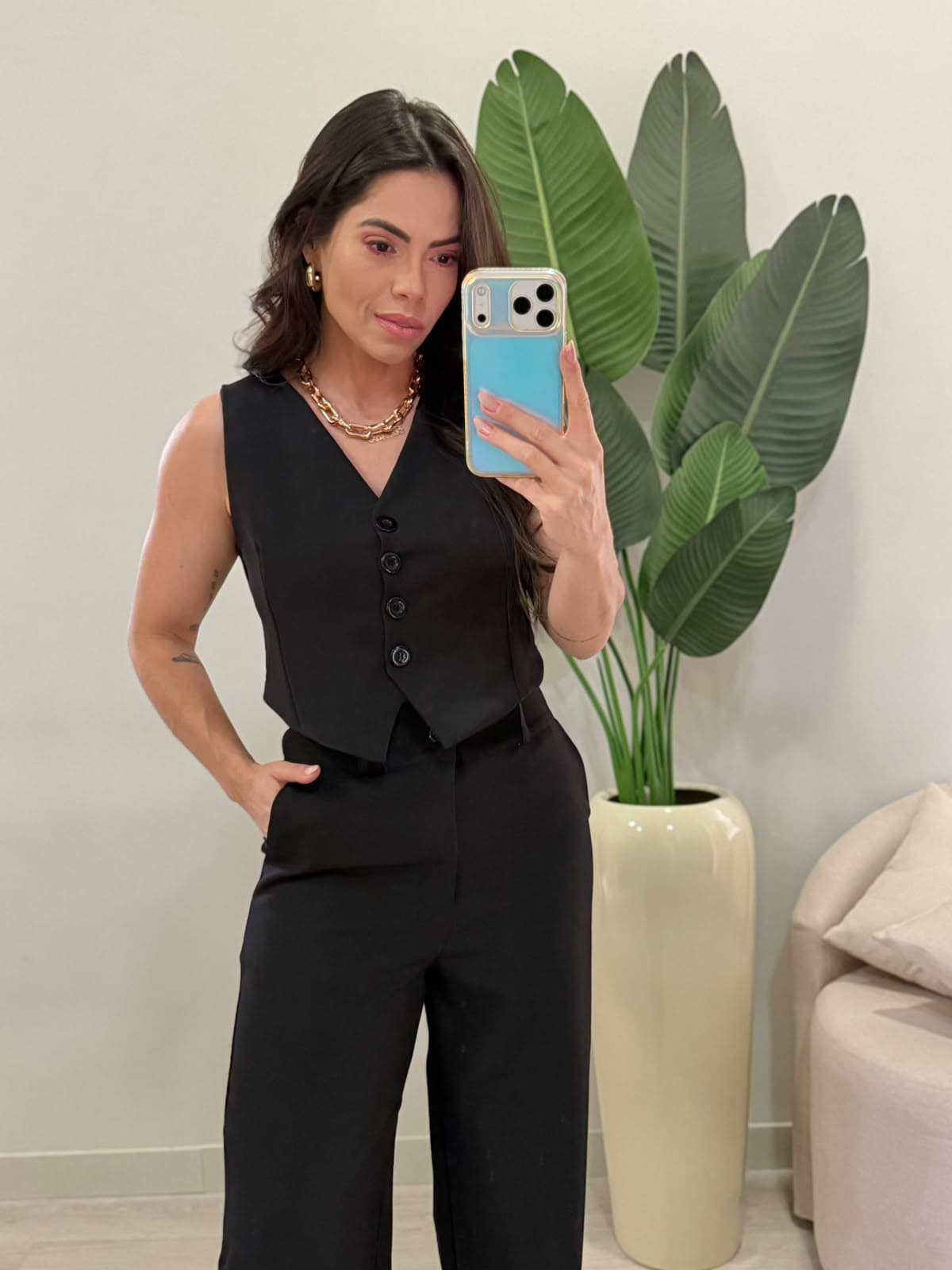 CONJUNTO COLETE ALFAIATARIA
