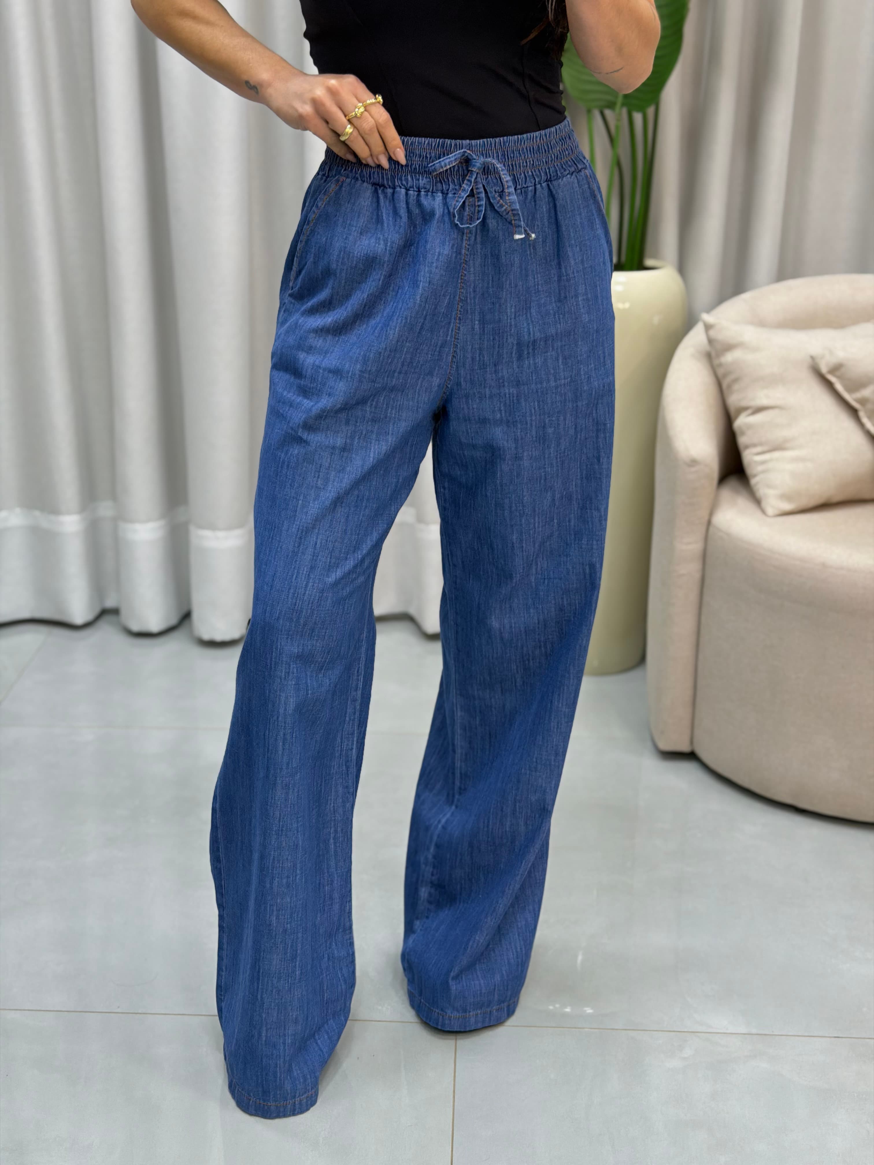 CALÇA PANTALONA JEANS ELÁSTICO
