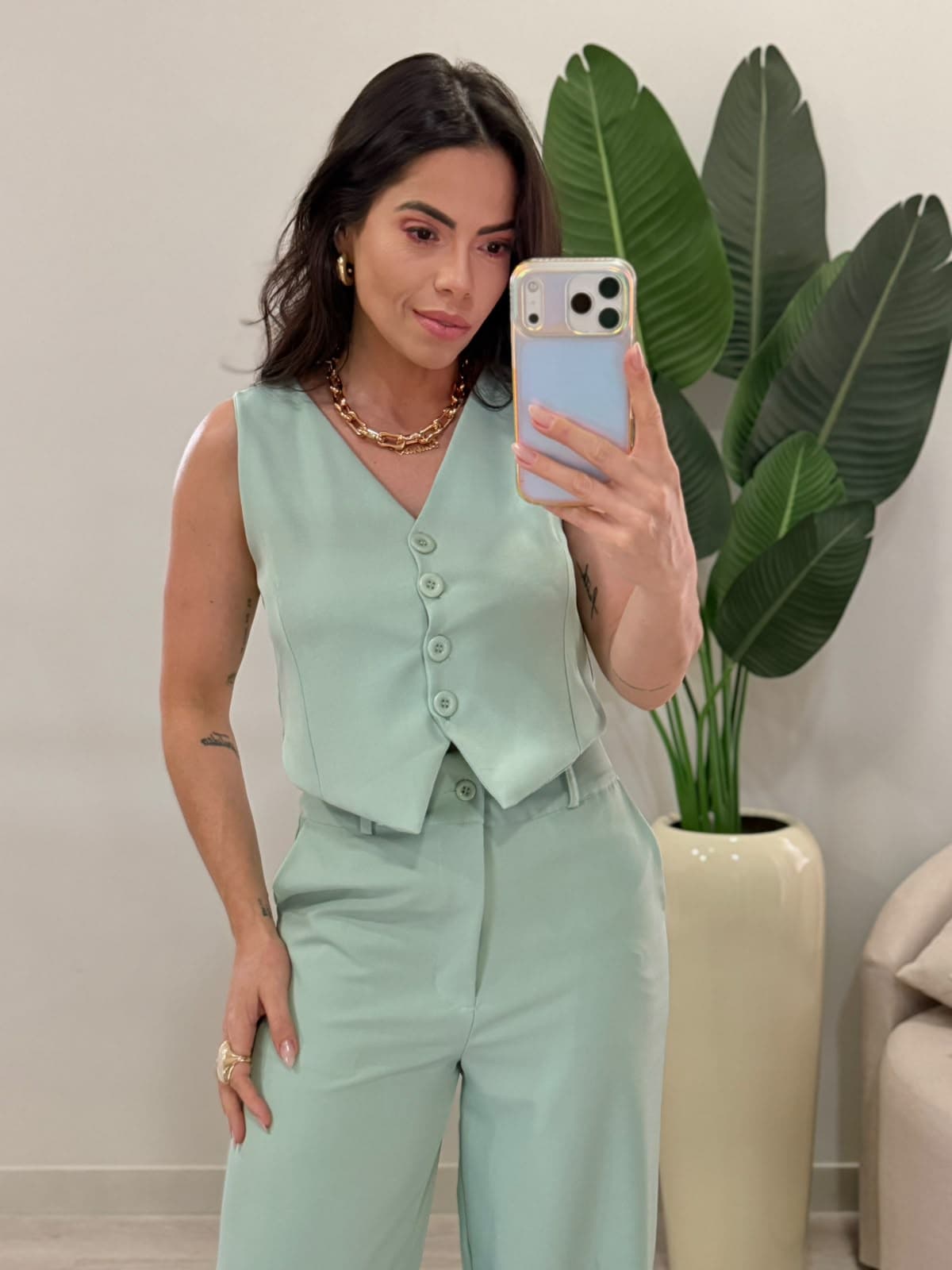 CONJUNTO COLETE ALFAIATARIA