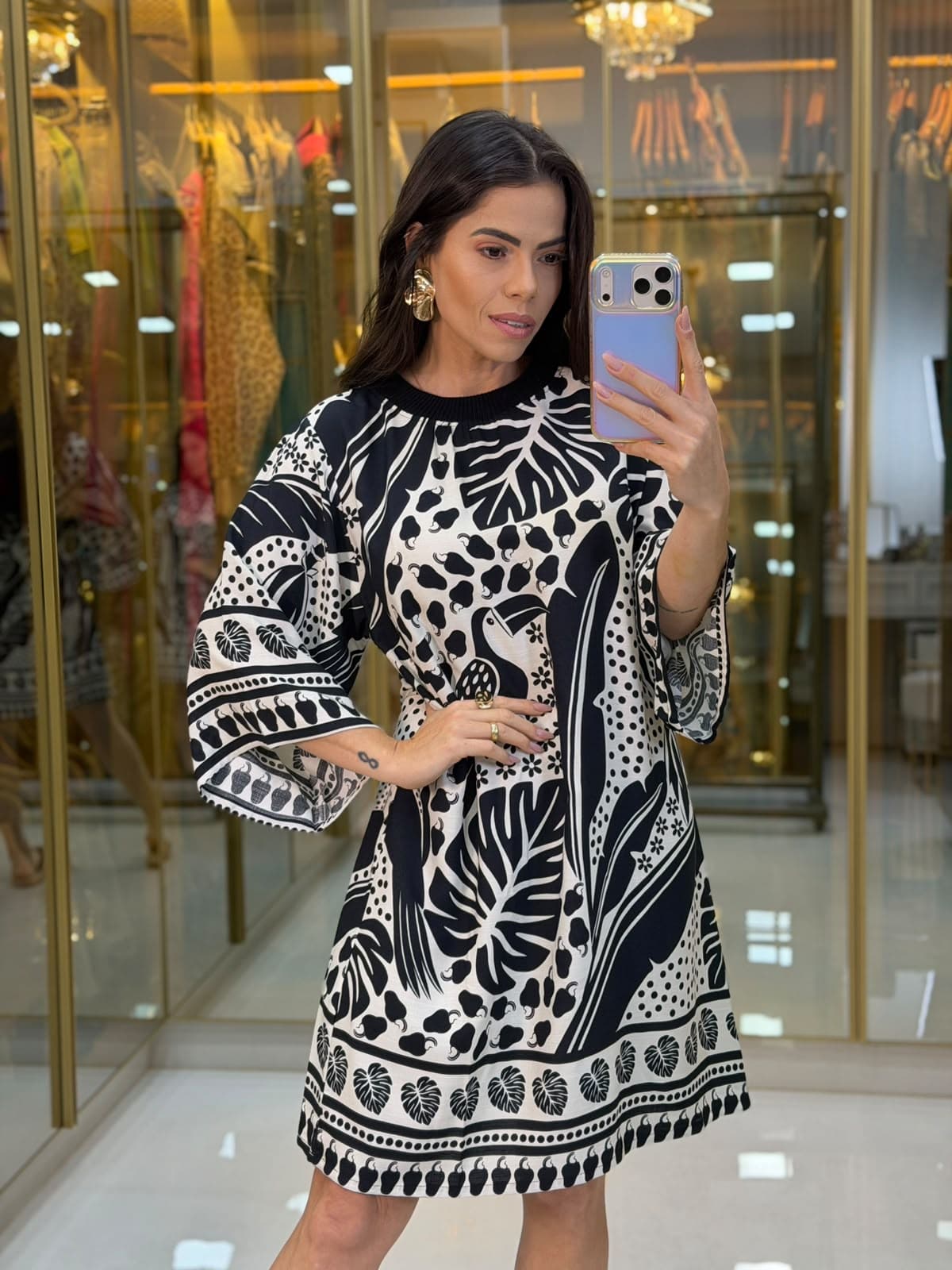 VESTIDO MANGA ESTAMPADO
