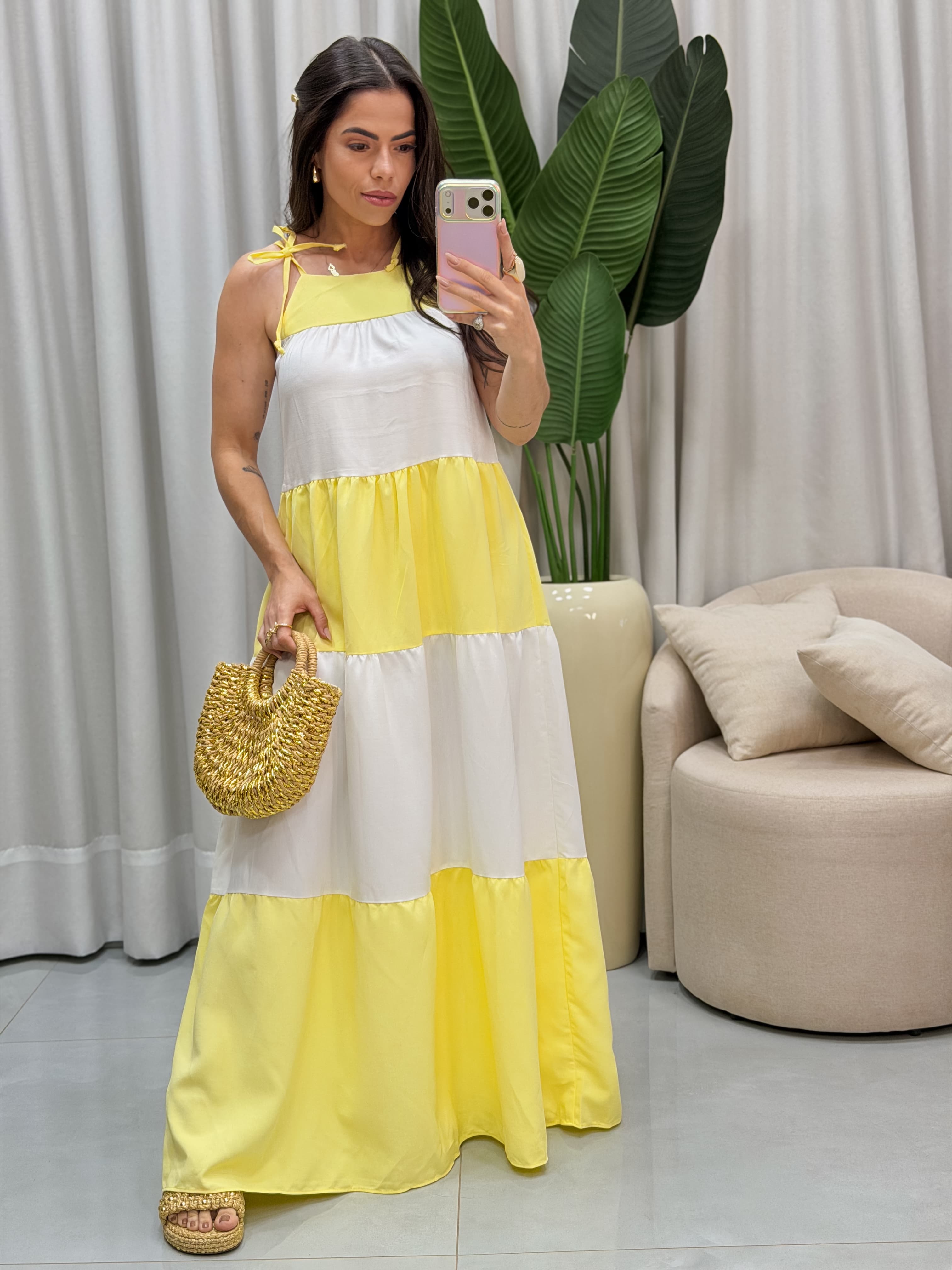 VESTIDO LISTRAS AMARELO