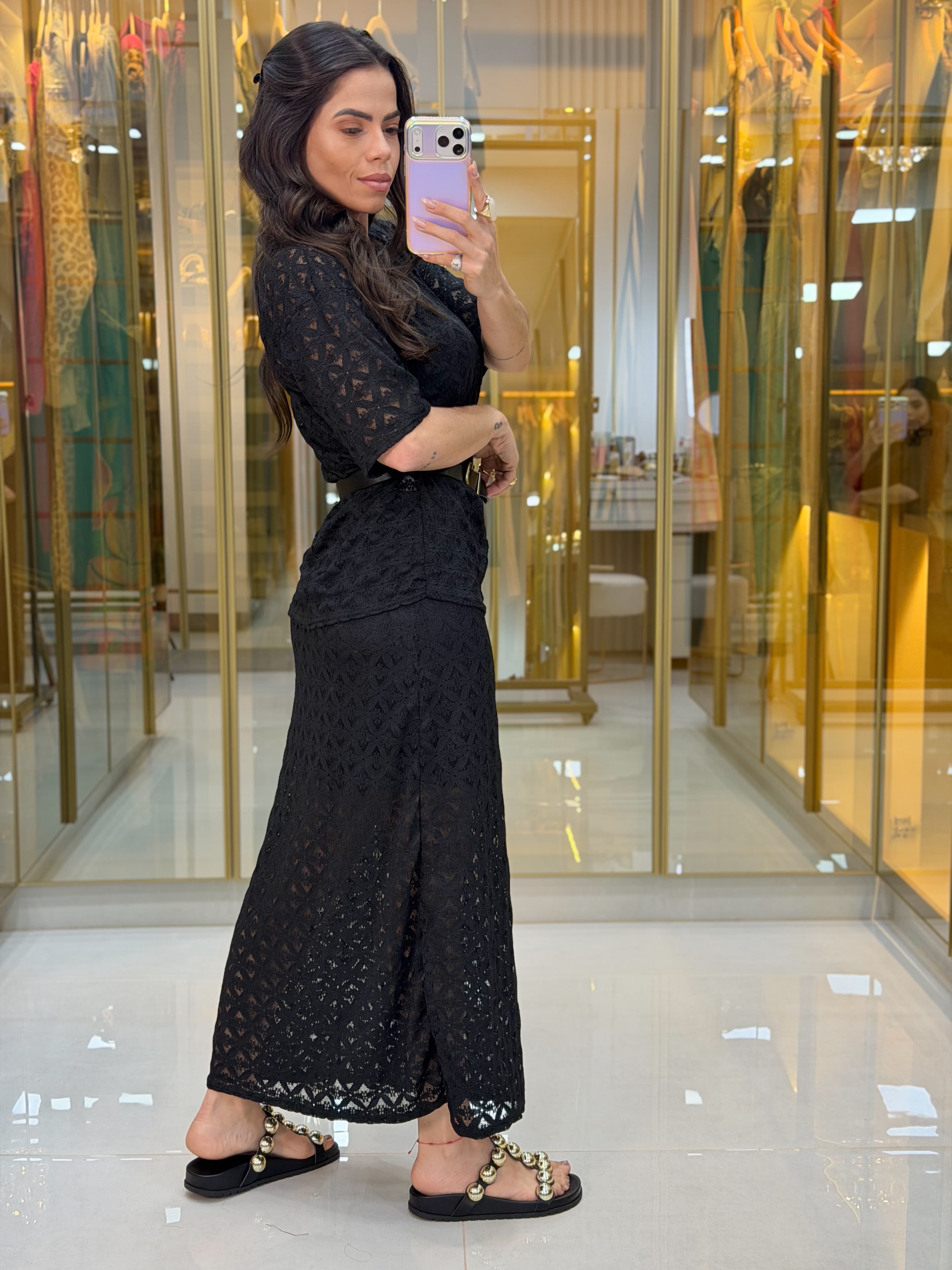 CONJUNTO SAIA RENDA PRETO