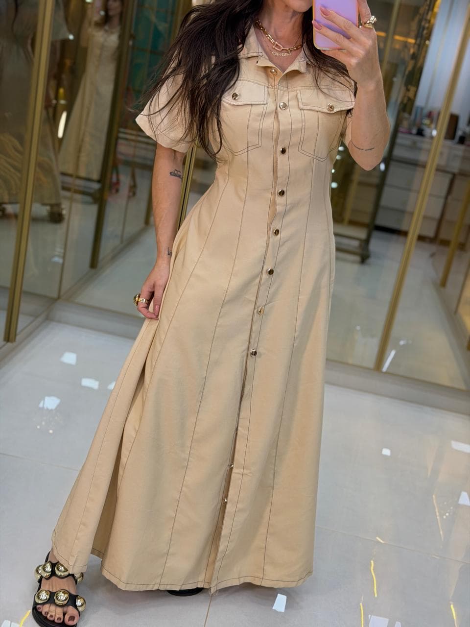 VESTIDO LONGO BOTÃO