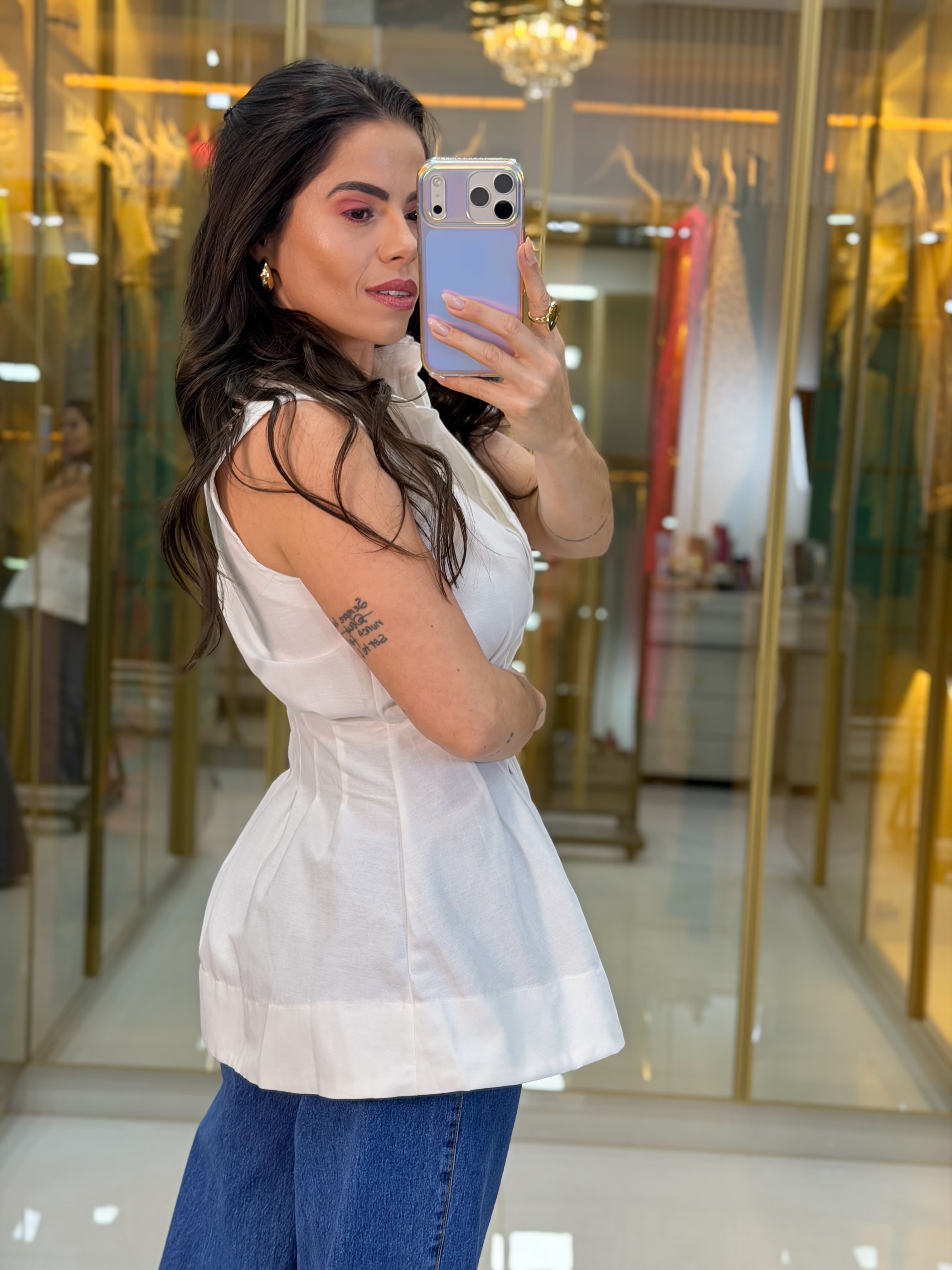 BLUSA PEPLUM BOTÃO