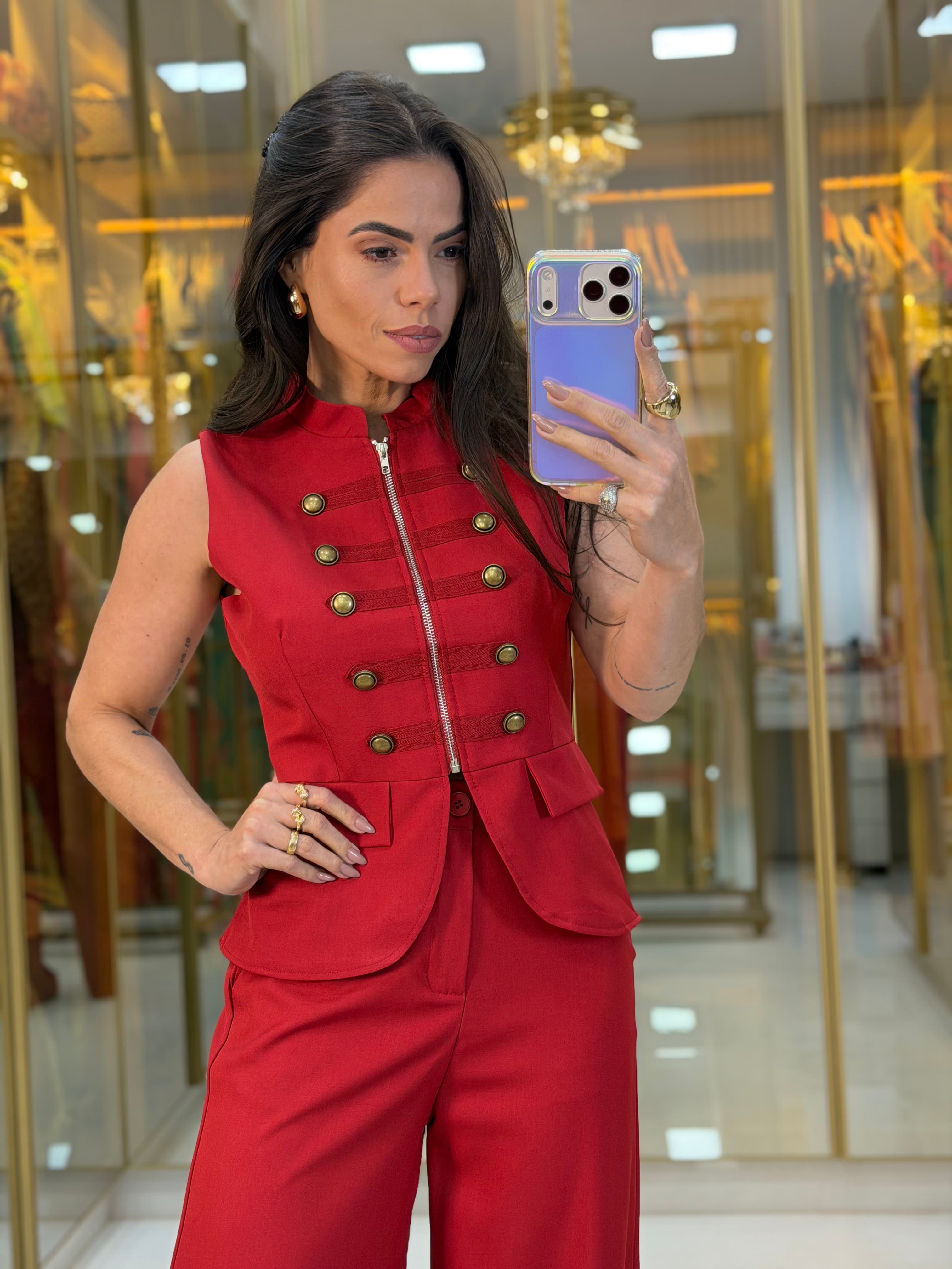 CONJUNTO ALFAITARIA BOTÃO VERMELHO