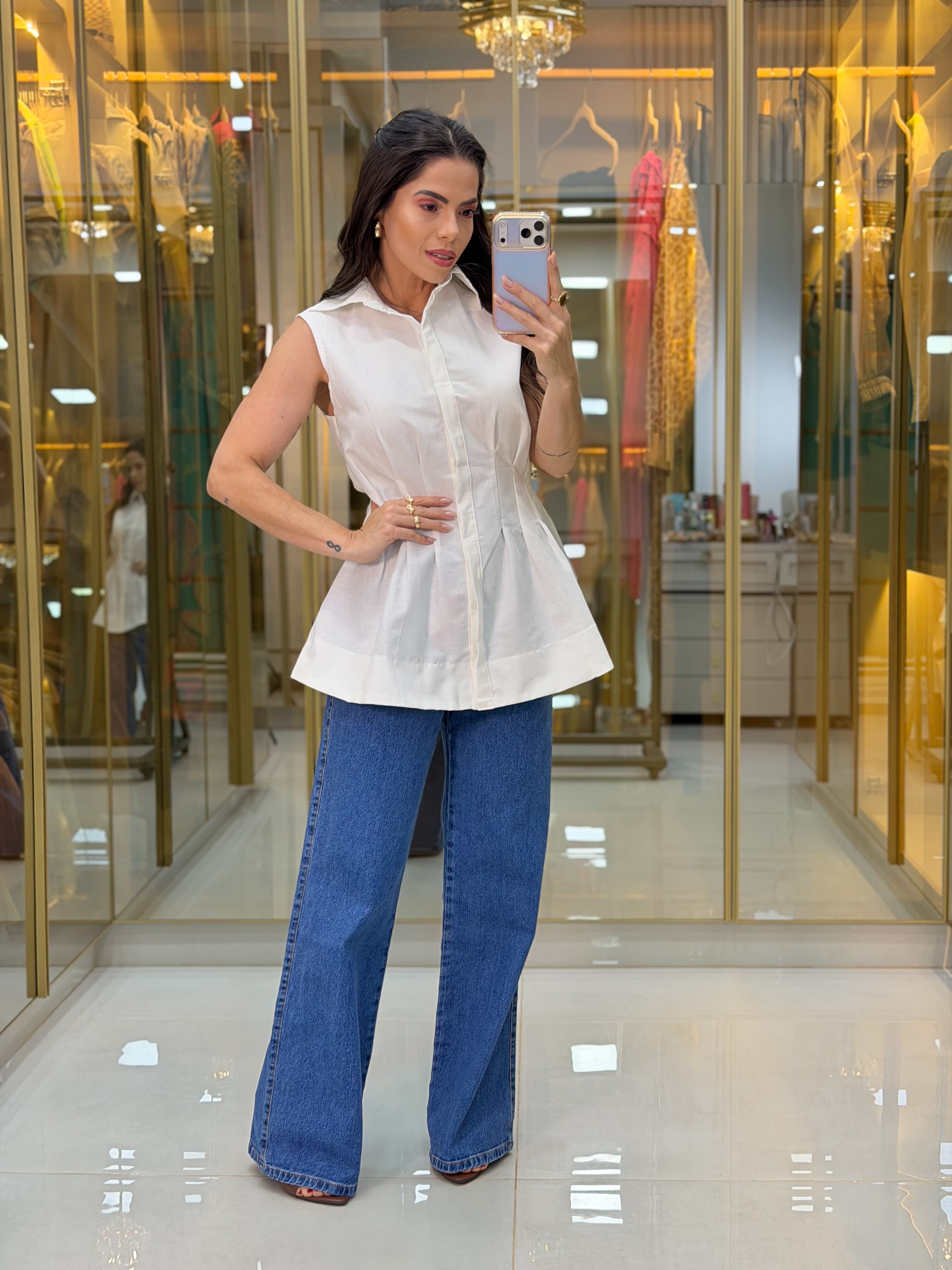 BLUSA PEPLUM BOTÃO