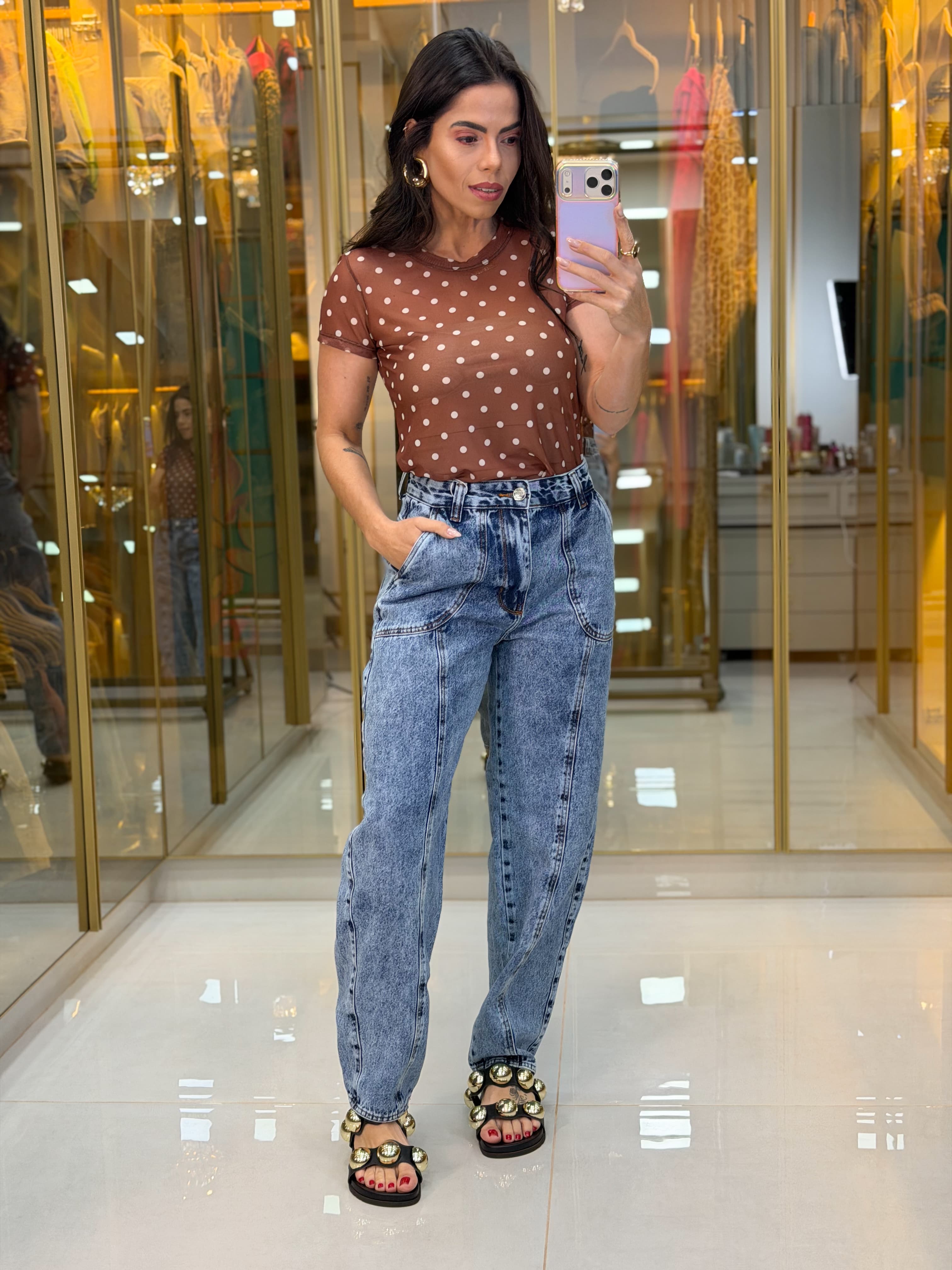 BLUSA TULE ESTAMPA POÁ