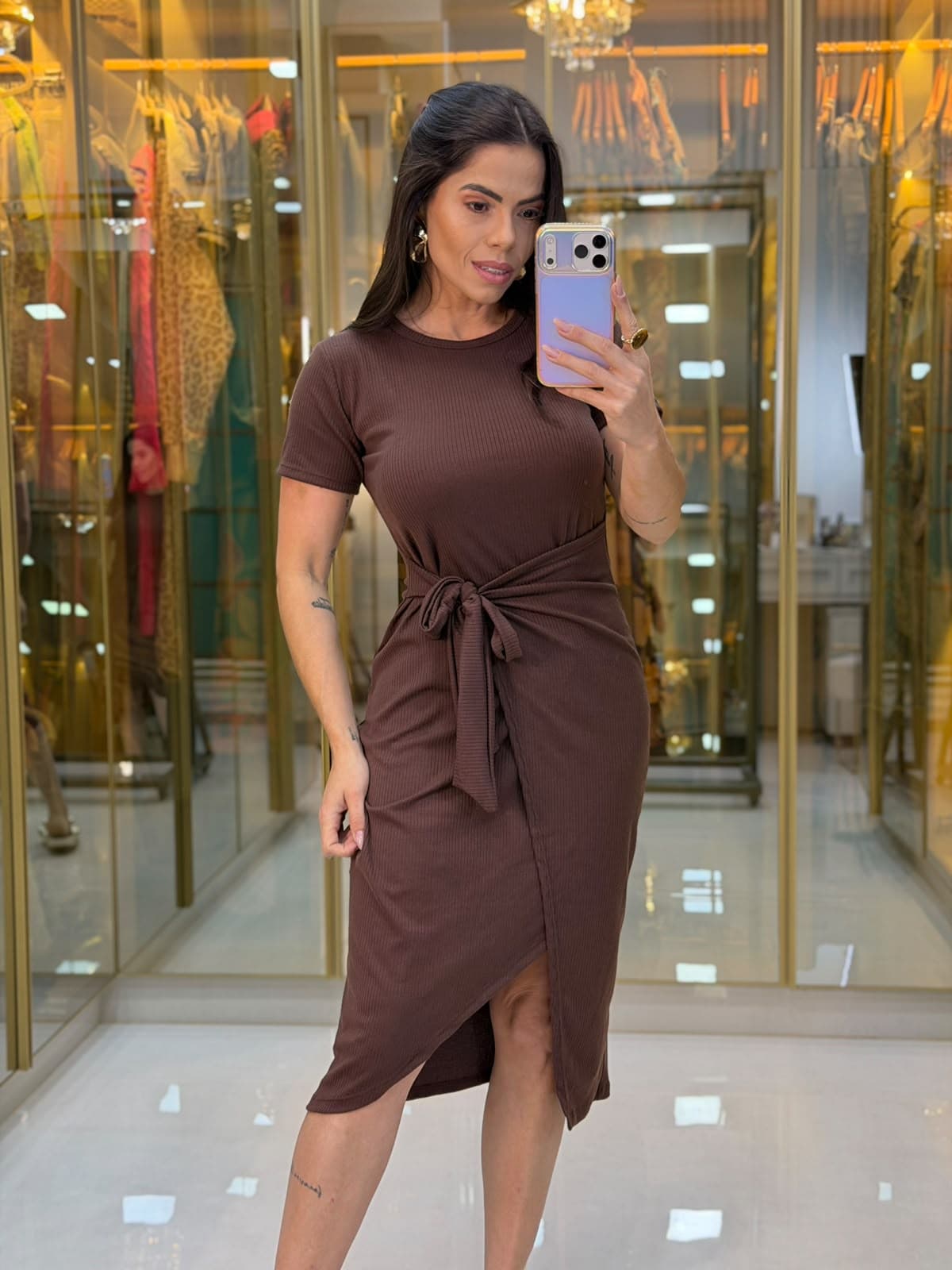 VESTIDO ENVELOPE CANELADO