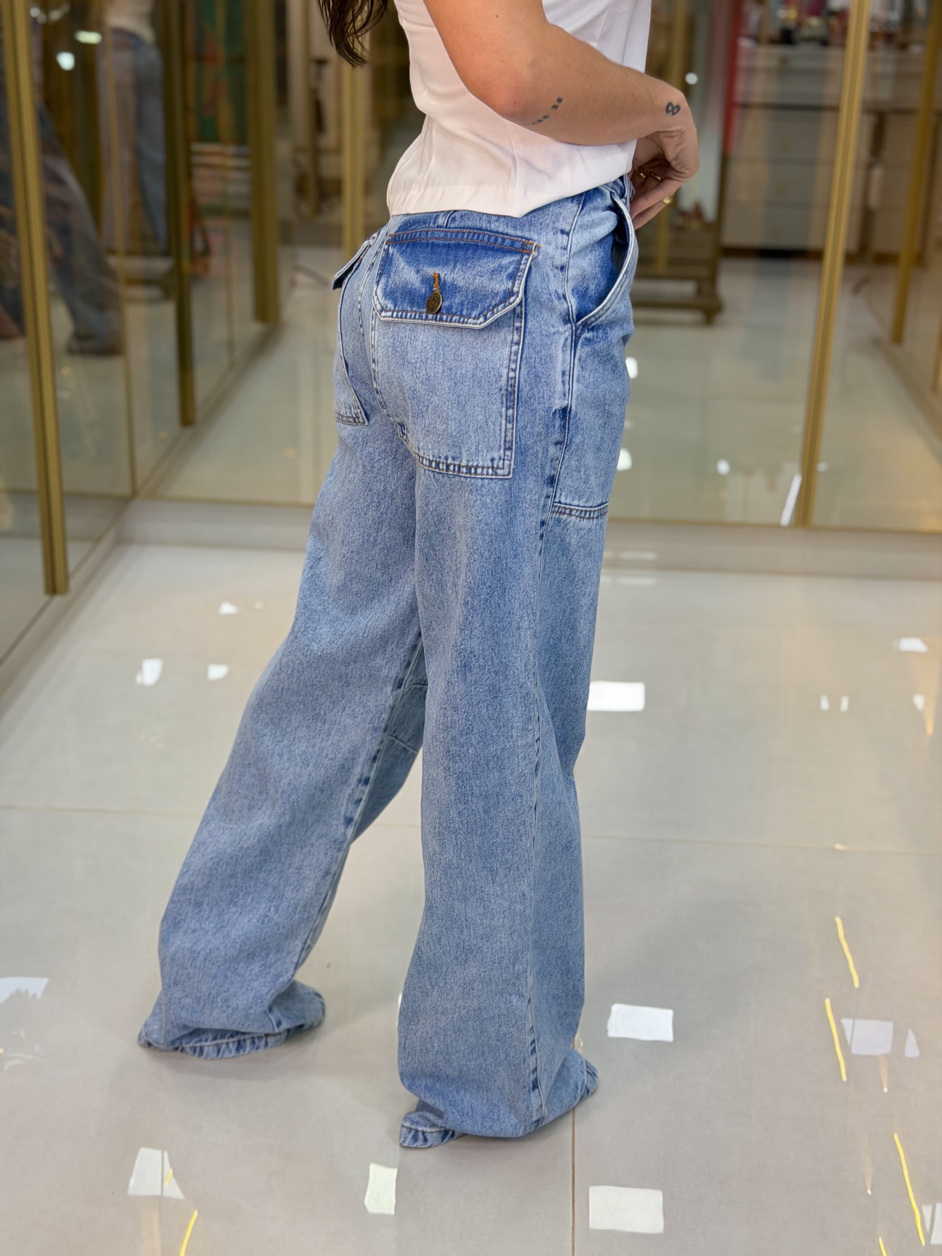 CALÇA JEANS WIDE LEG