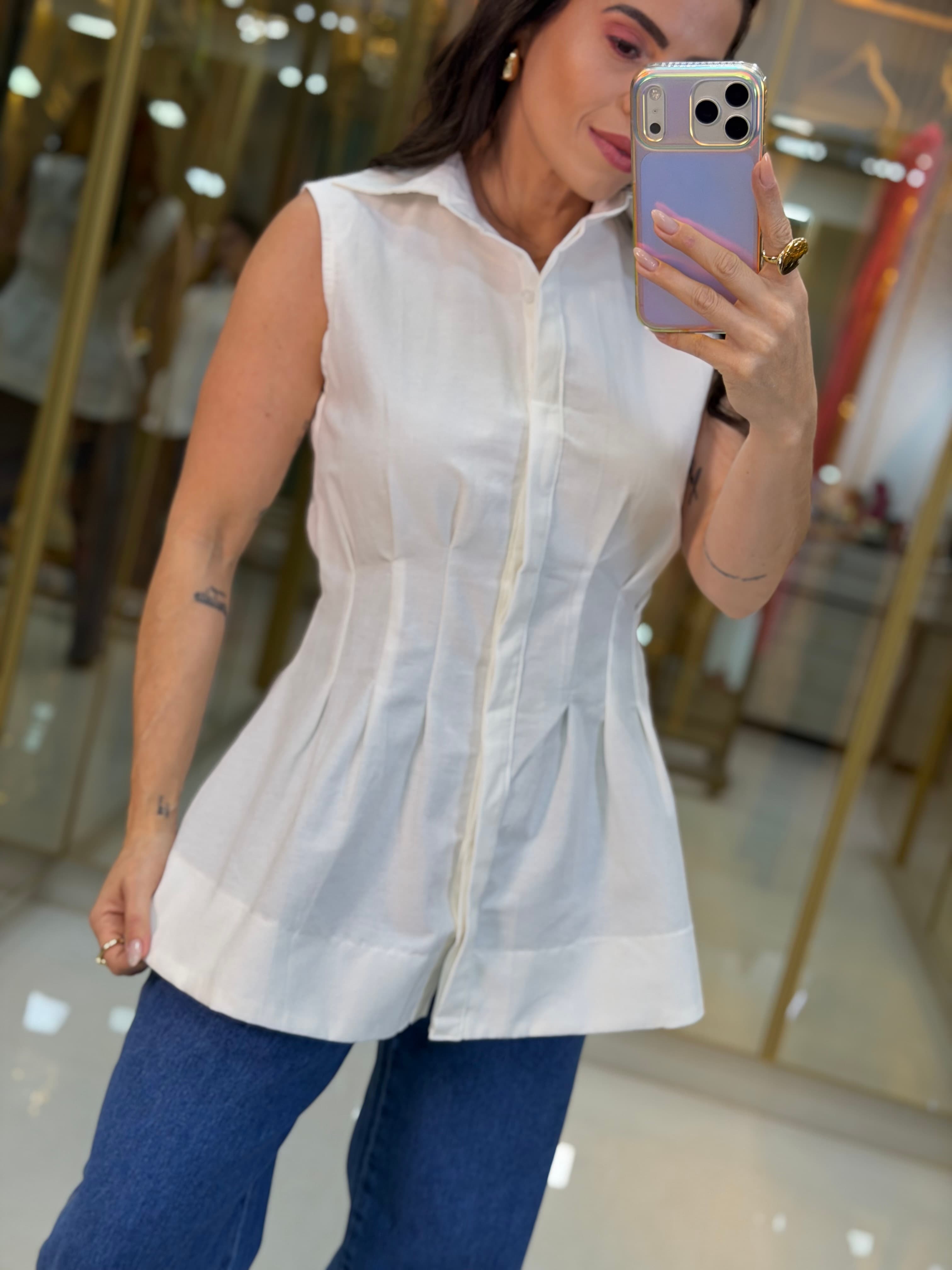 BLUSA PEPLUM BOTÃO