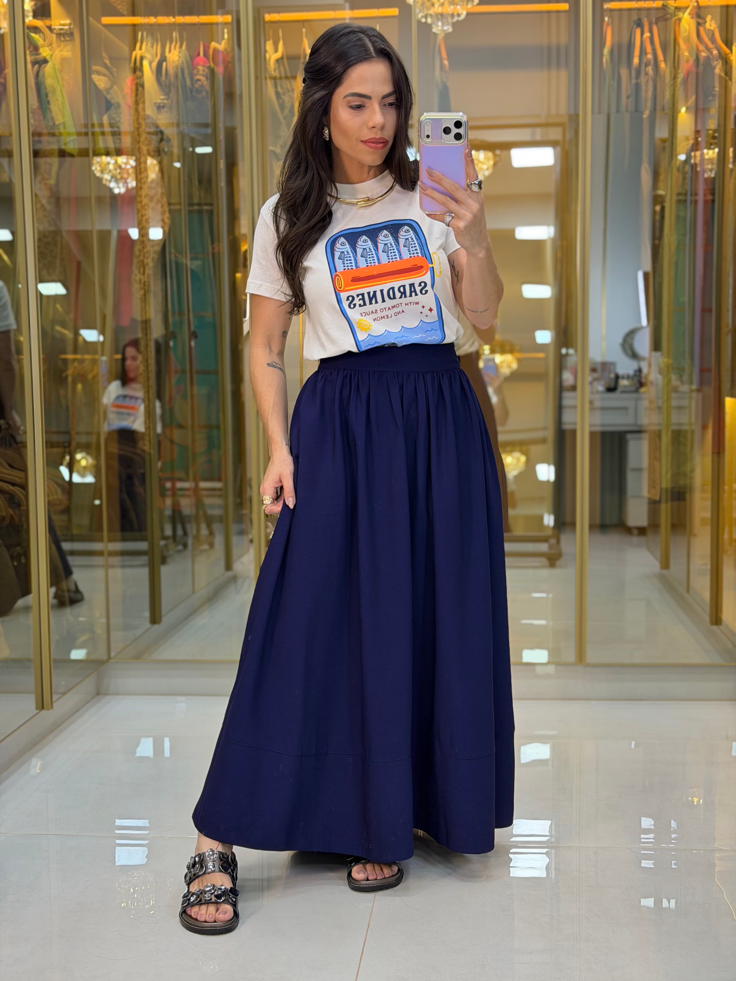 SAIA MIDI AZUL MARINHO