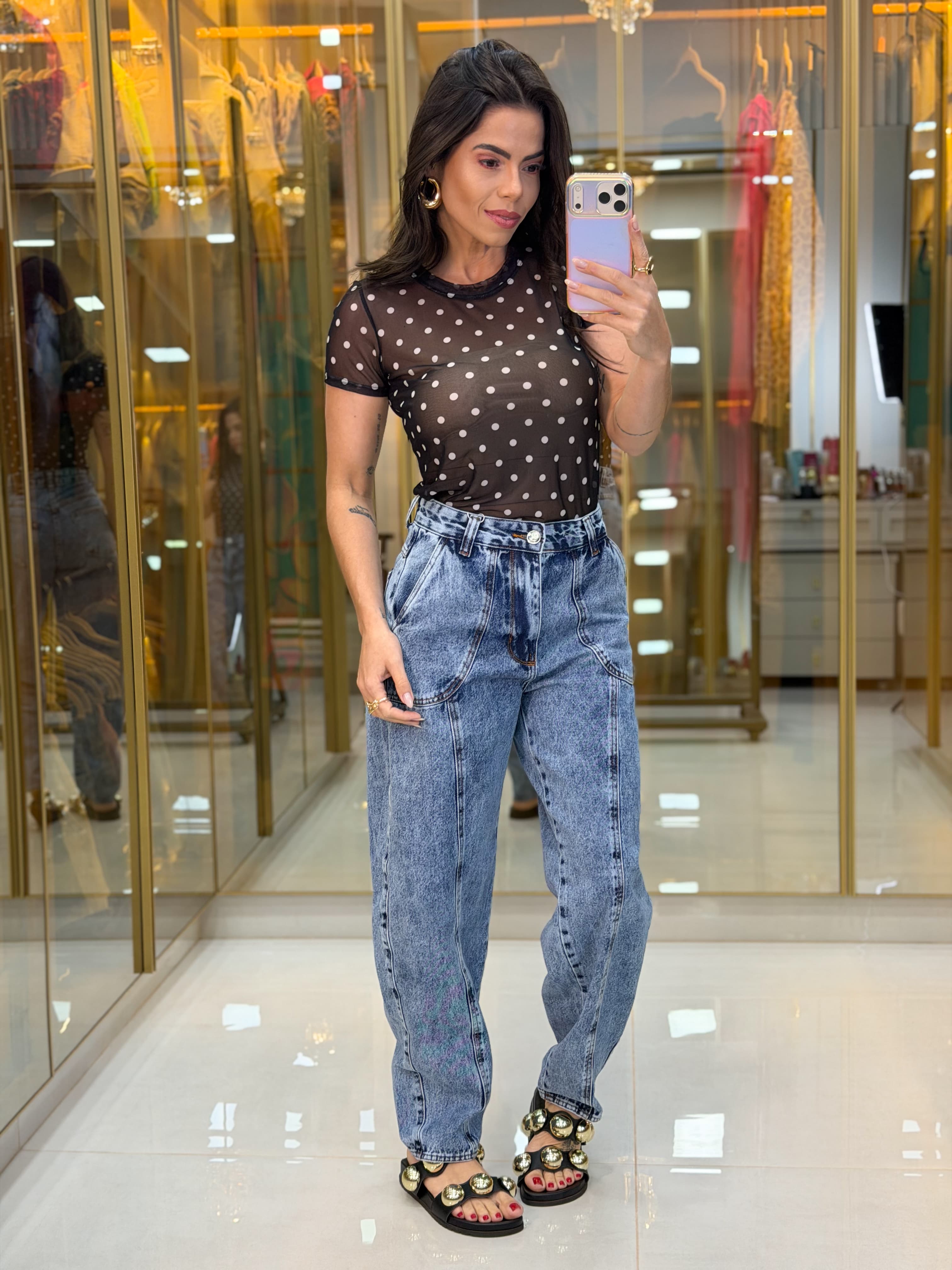 BLUSA TULE ESTAMPA POÁ