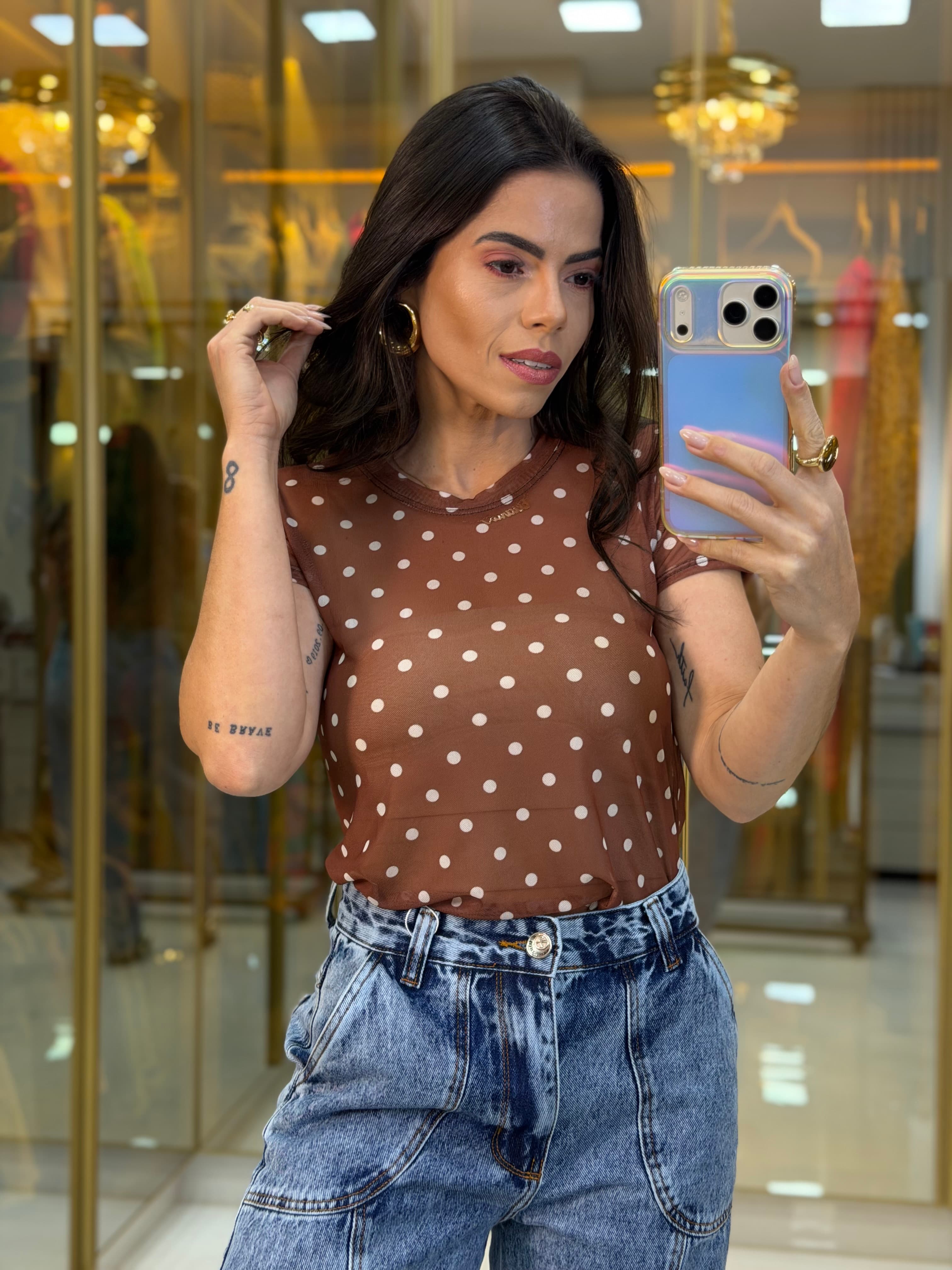 BLUSA TULE ESTAMPA POÁ