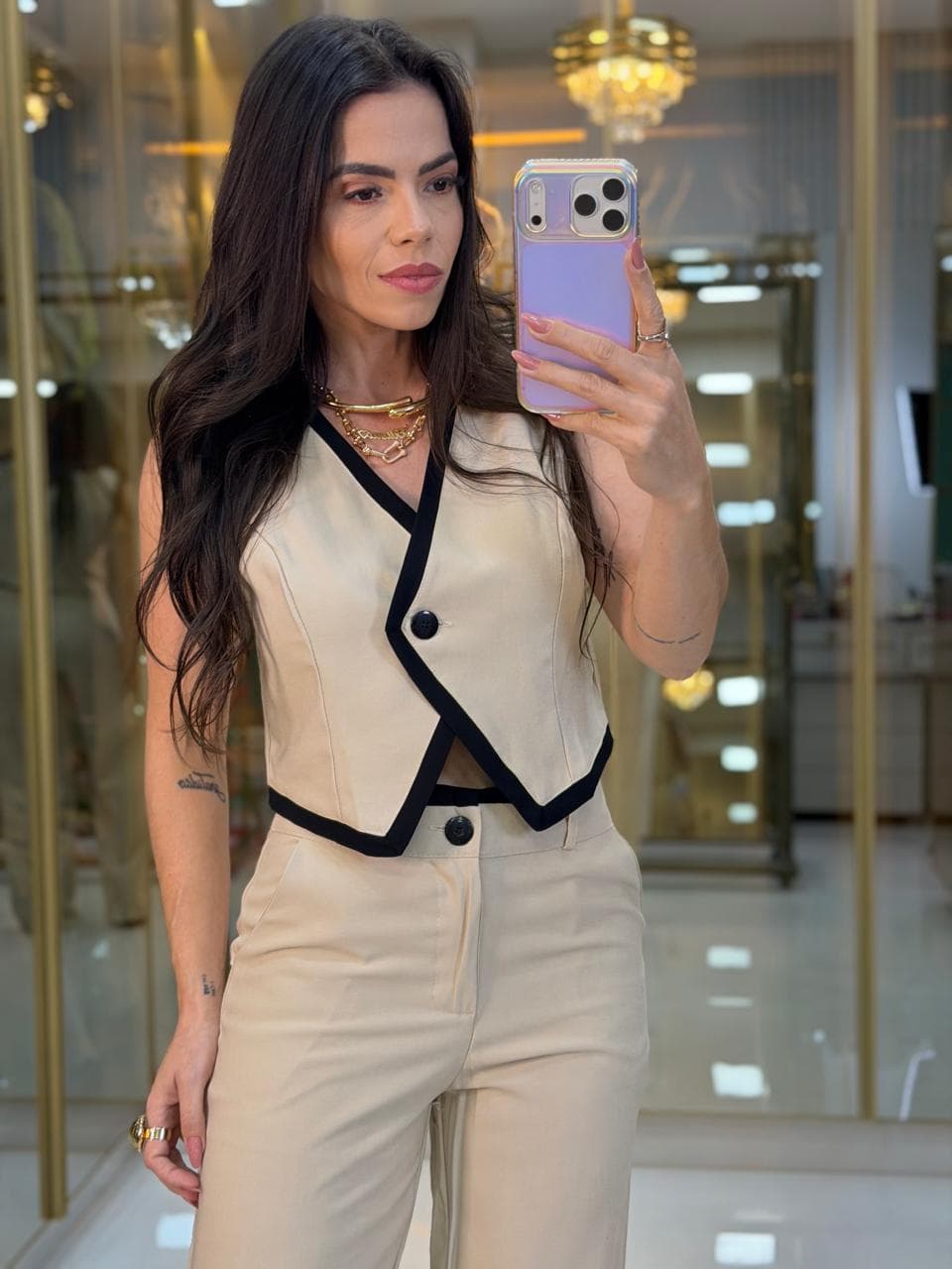 CONJUNTO VISCOSA BEGE