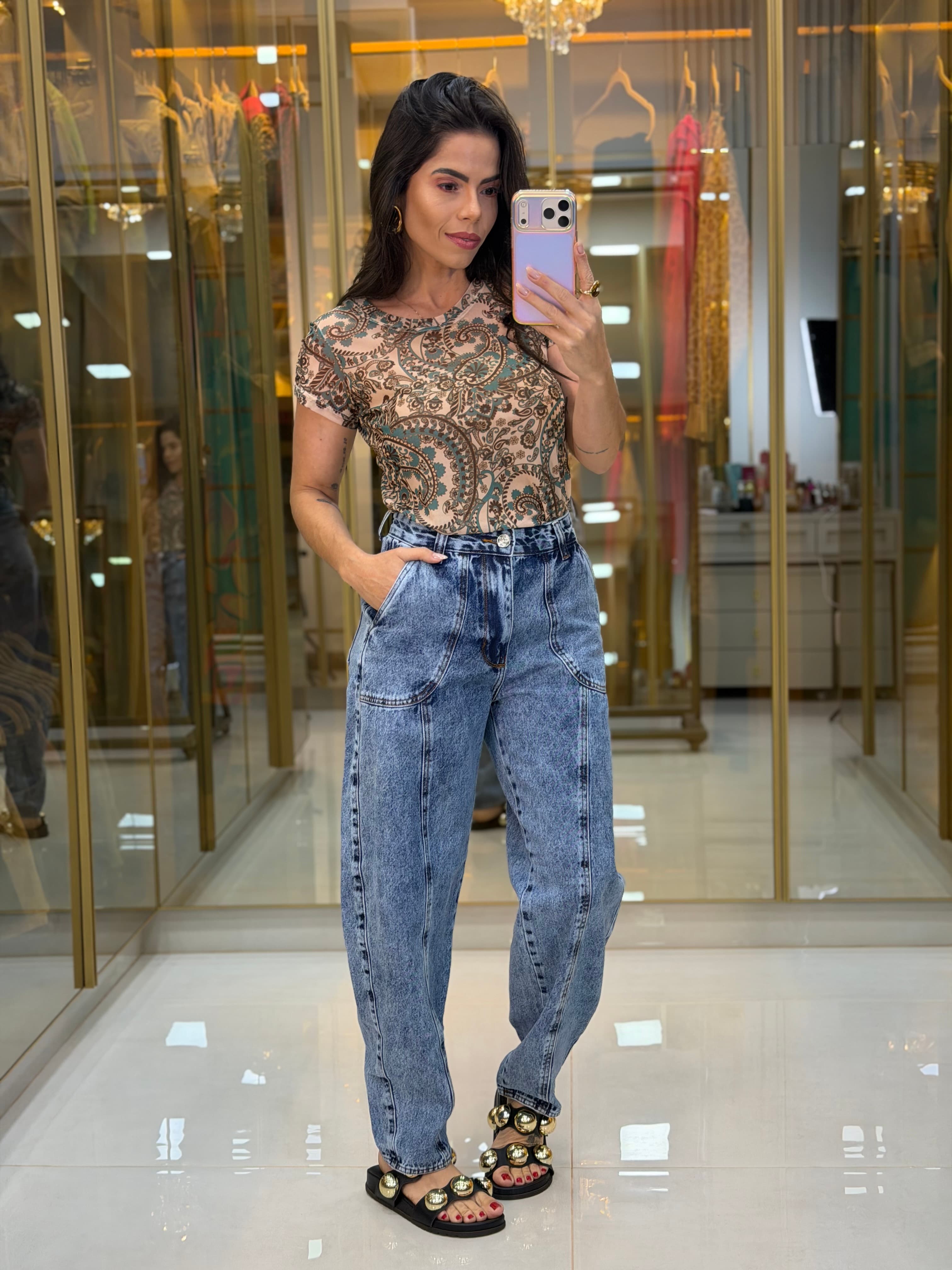 BLUSA TULE ESTAMPA AZUL