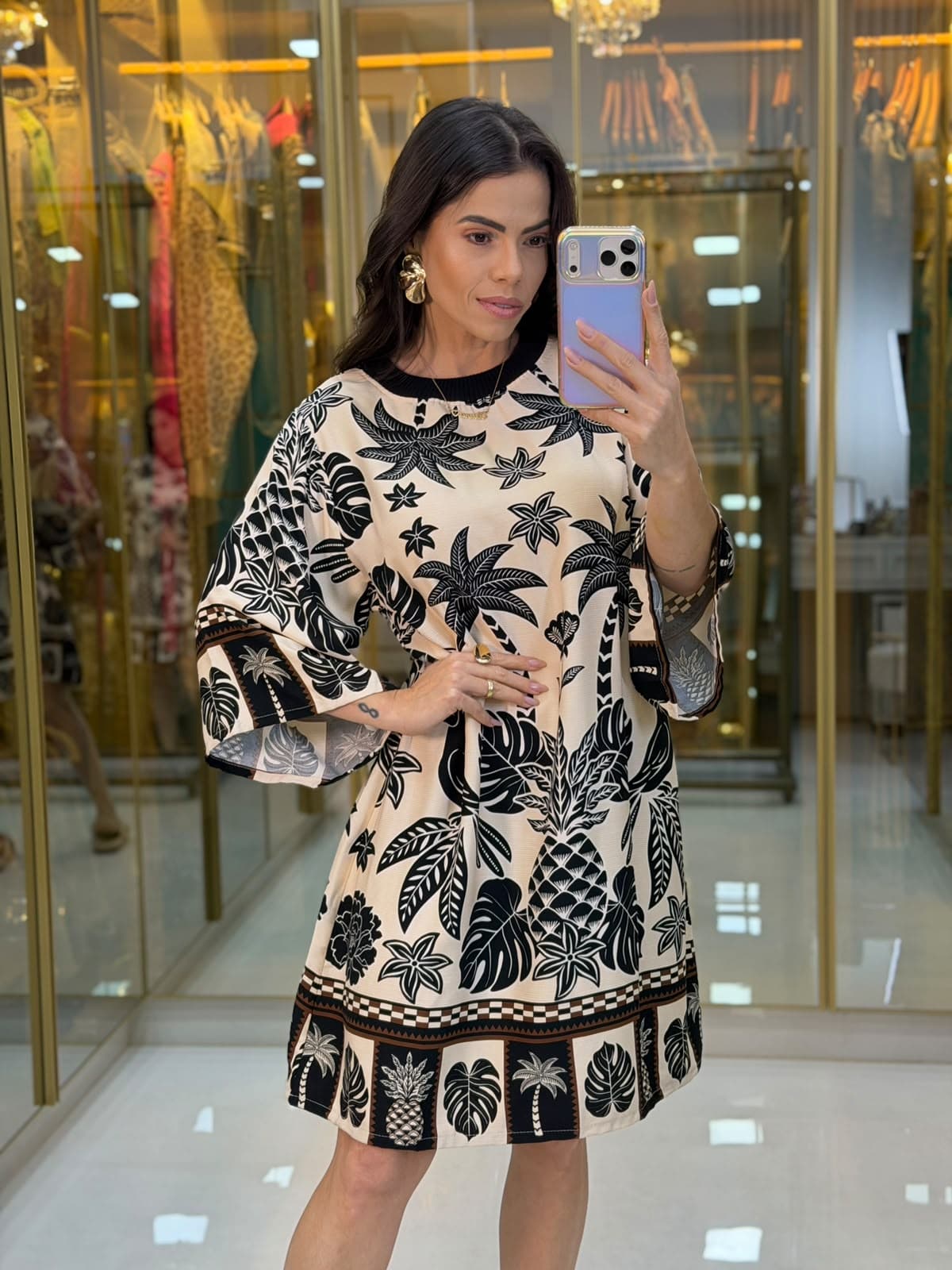 VESTIDO MANGA ESTAMPADO