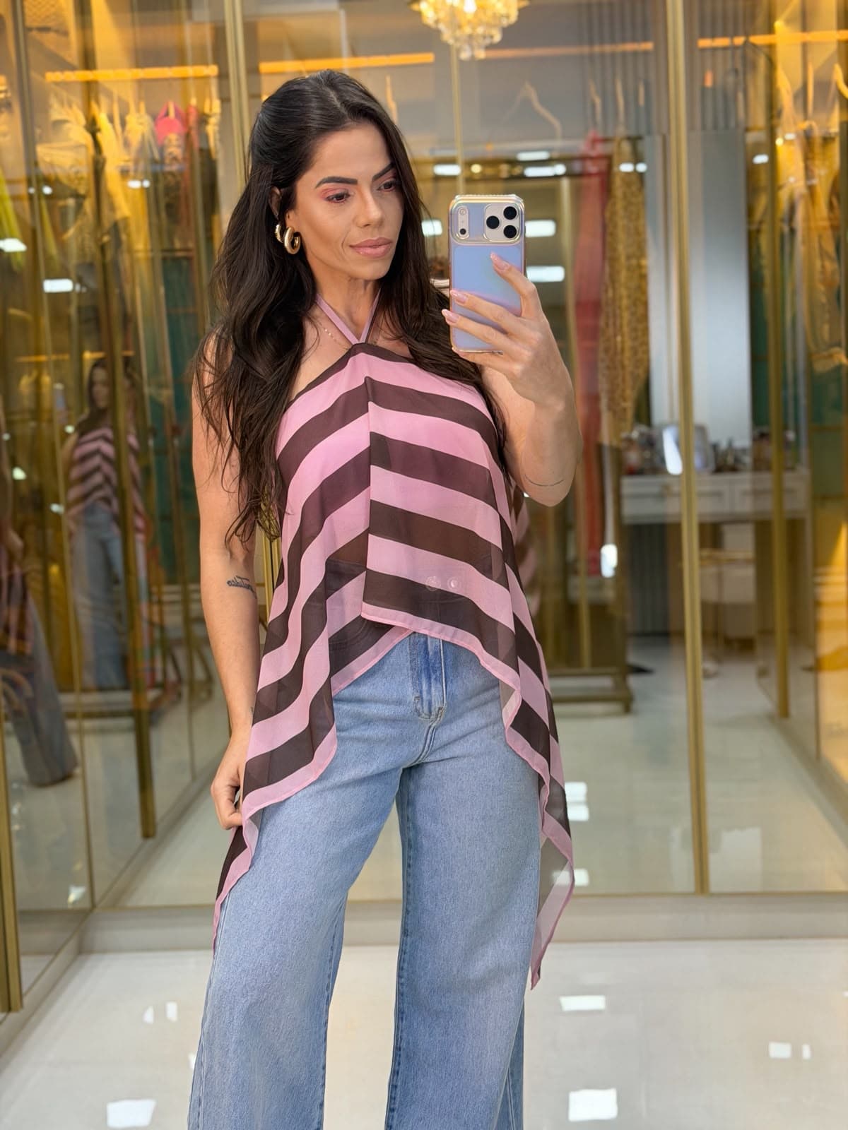 BLUSA ASSIMÉTRICA FRENTE ÚNICA COM BOJO