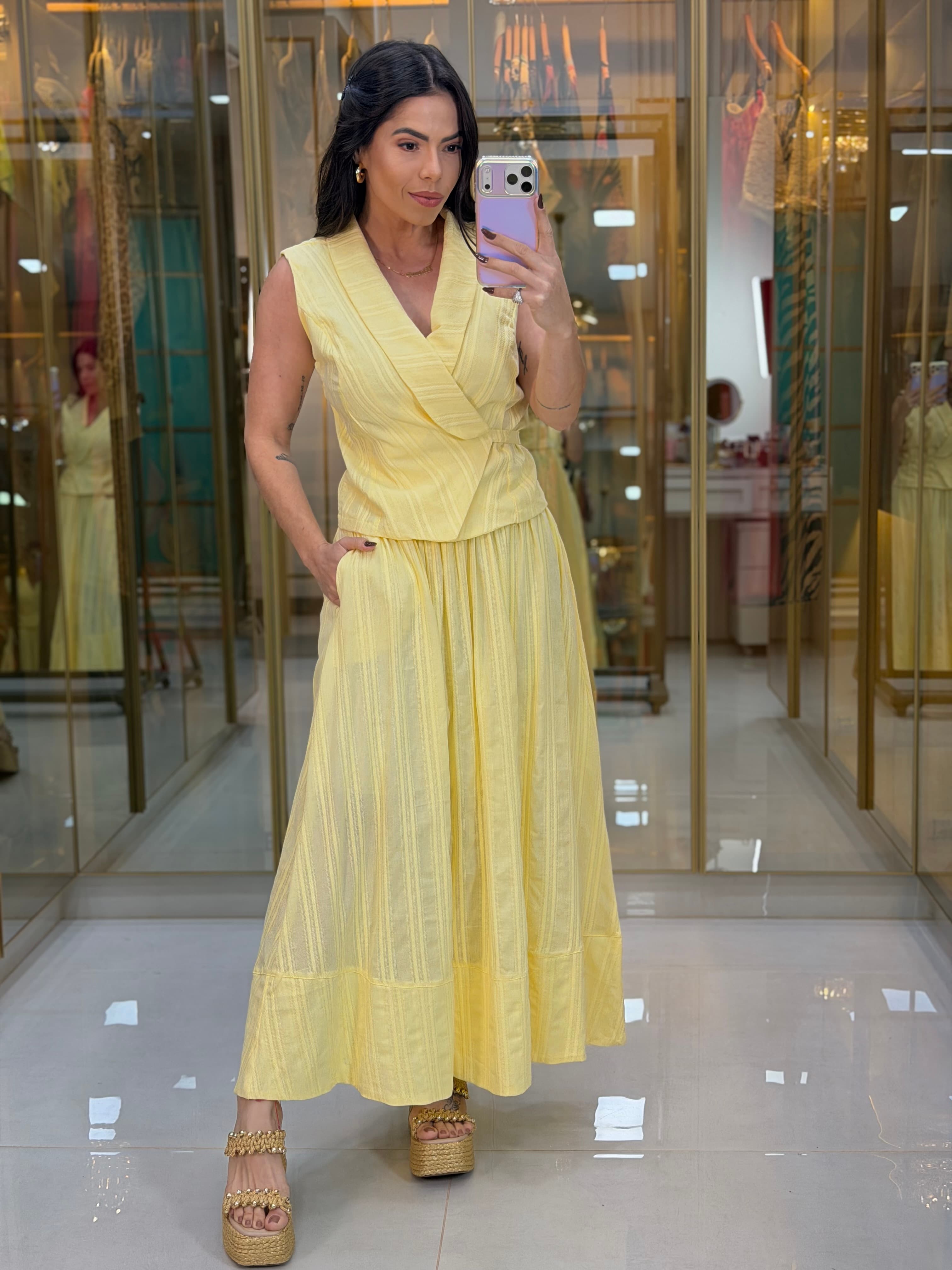 CONJUNTO SAIA AMARELO