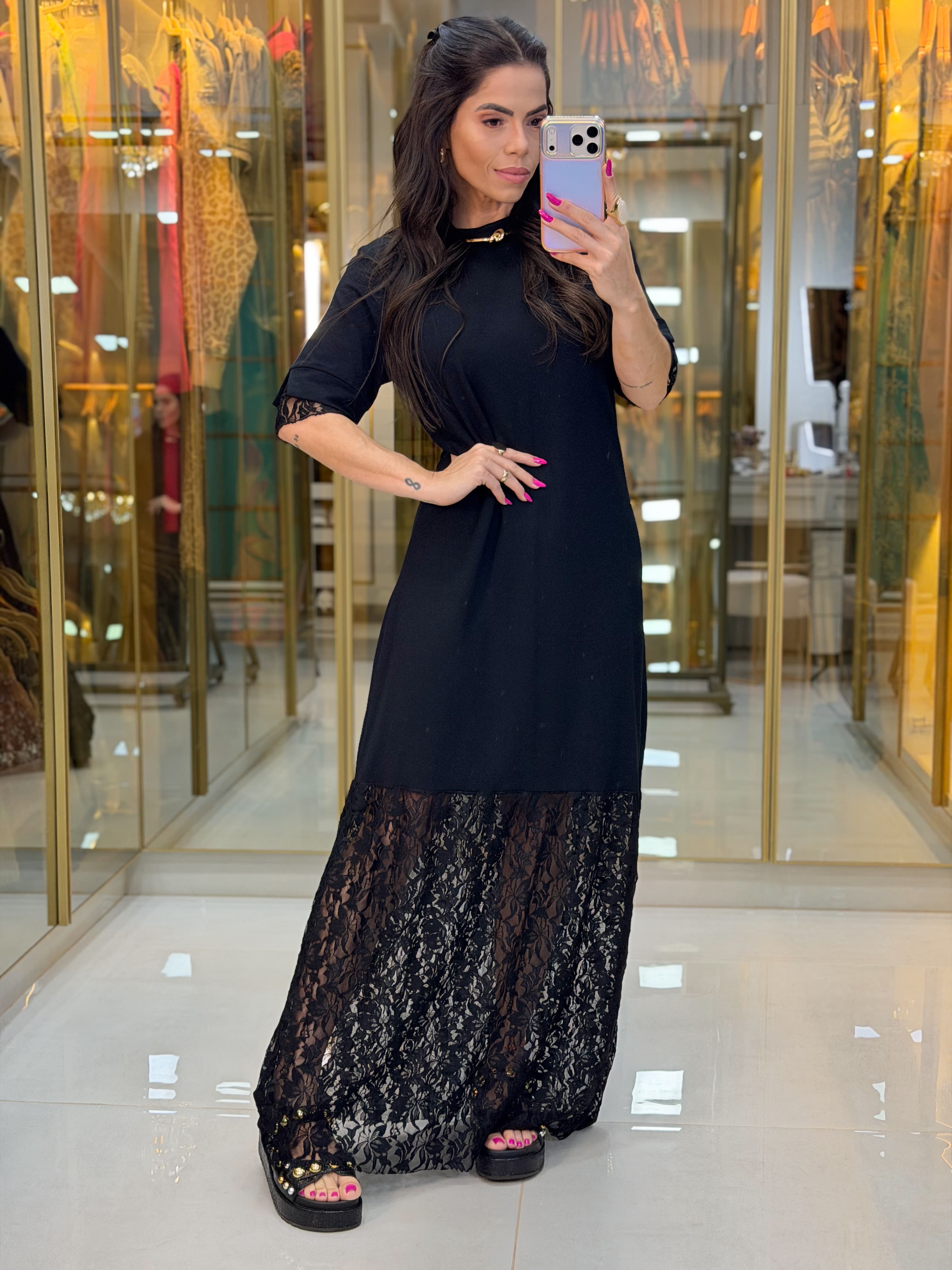 VESTIDO MOLETINHO RENDA