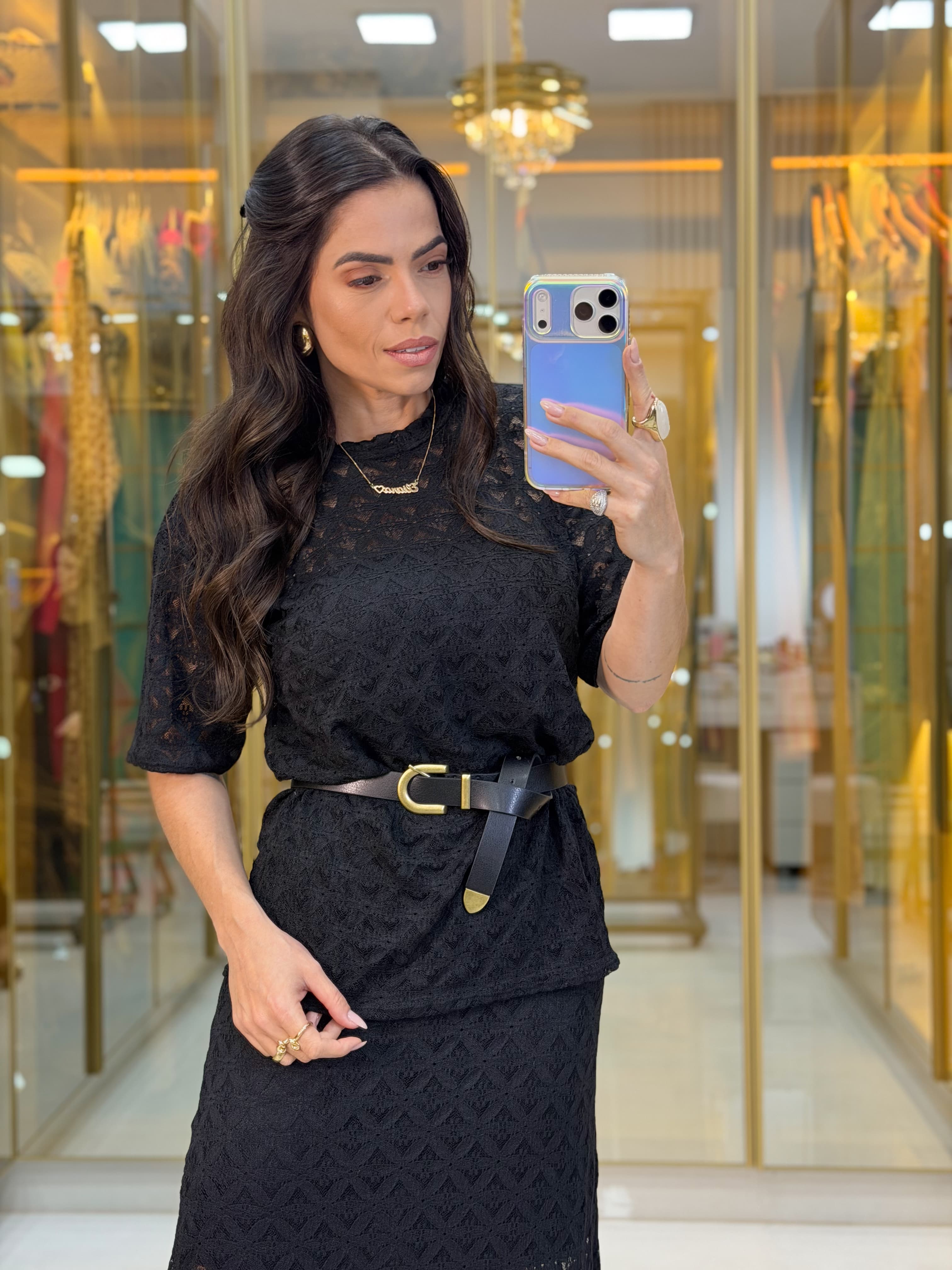 CONJUNTO SAIA RENDA PRETO