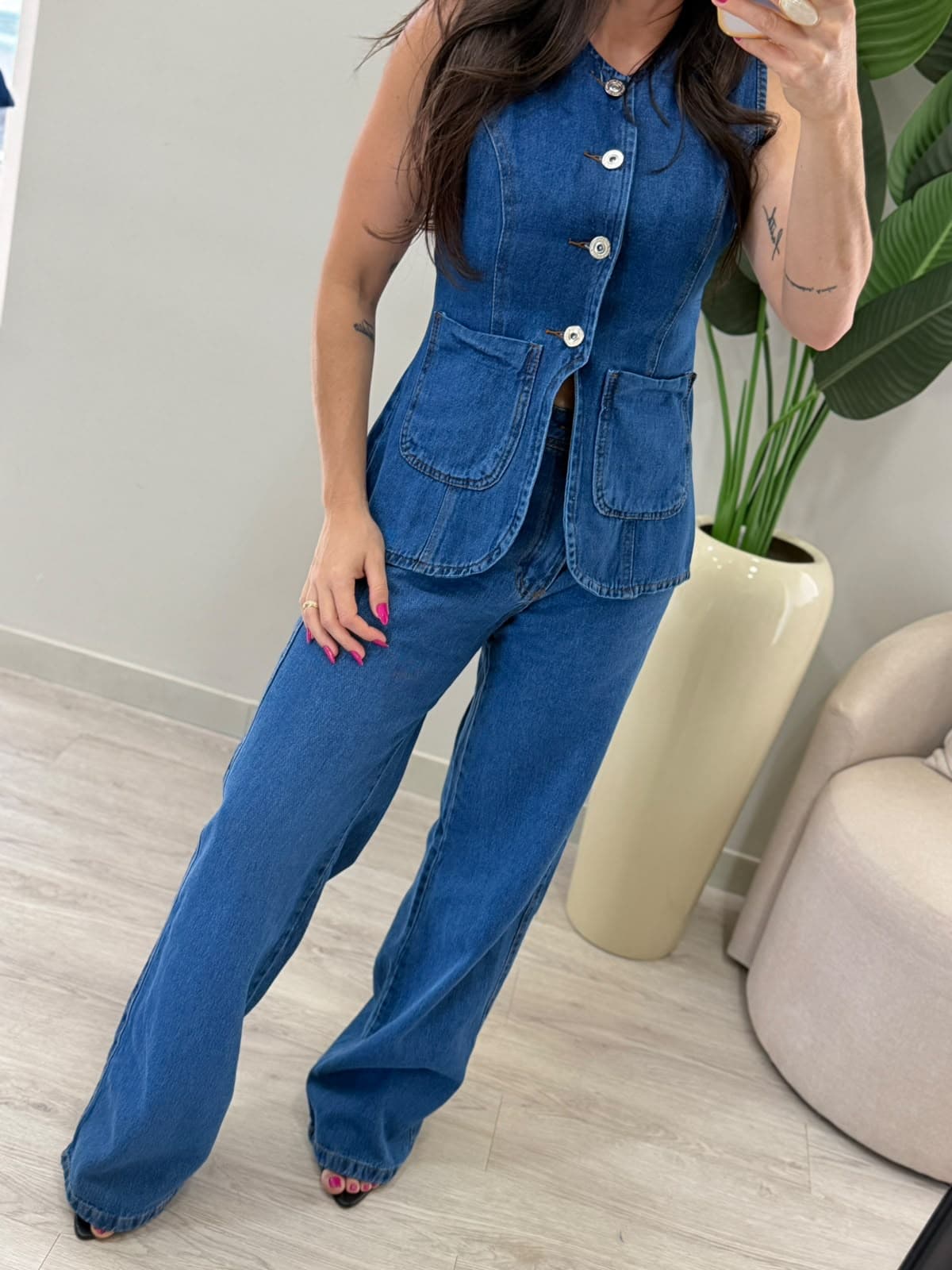CONJUNTO COLETE JEANS