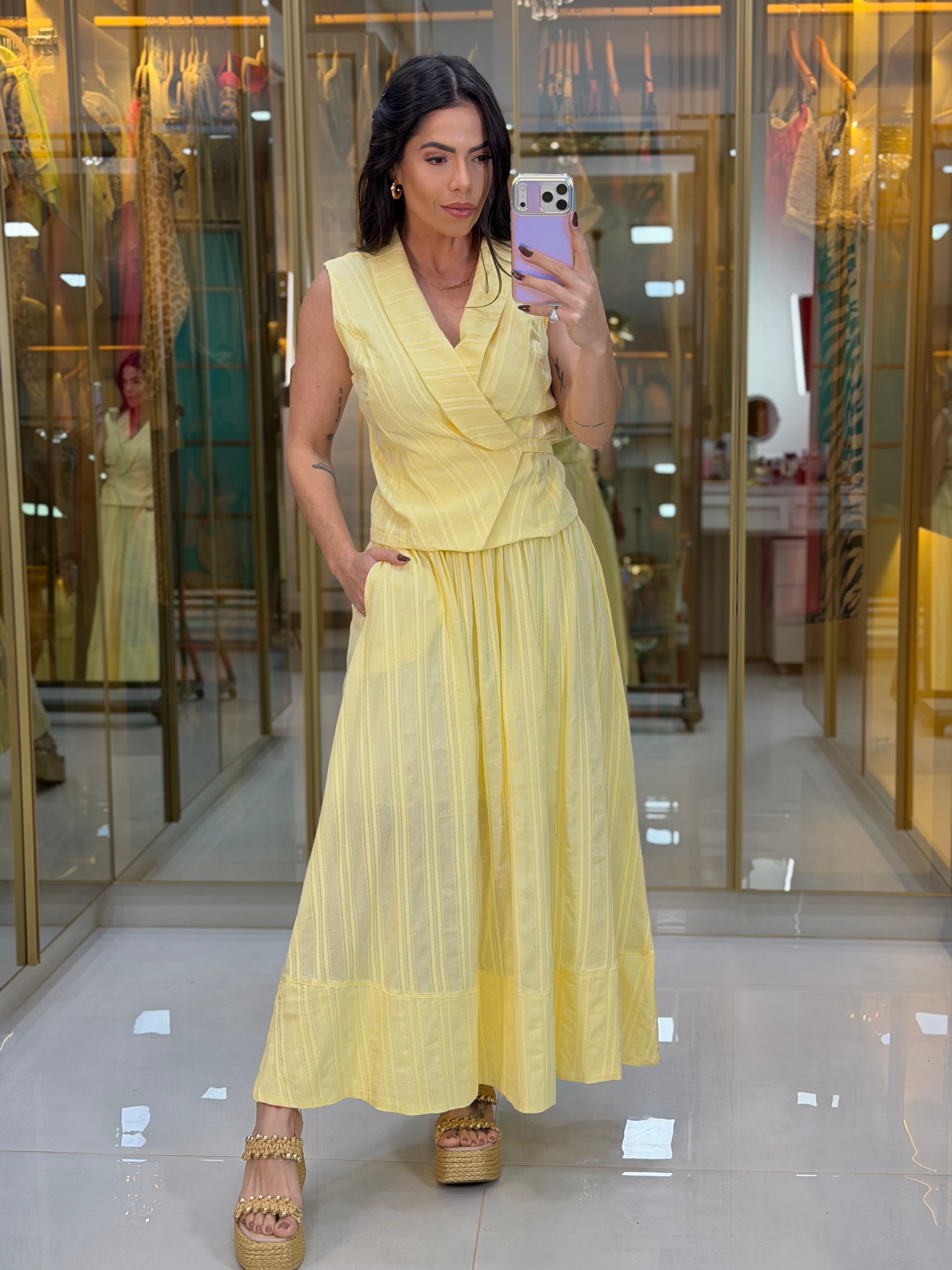 CONJUNTO SAIA AMARELO