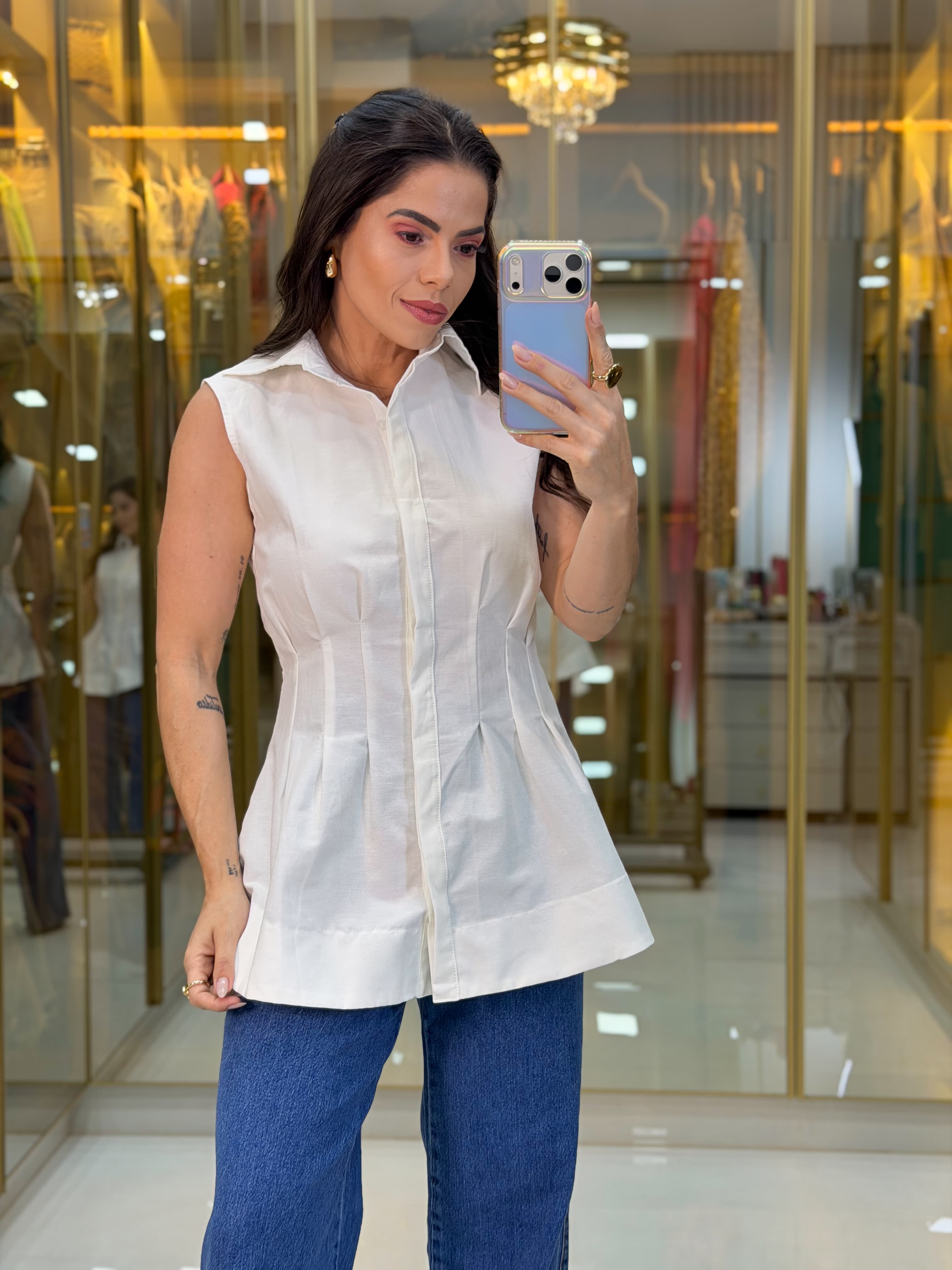 BLUSA PEPLUM BOTÃO