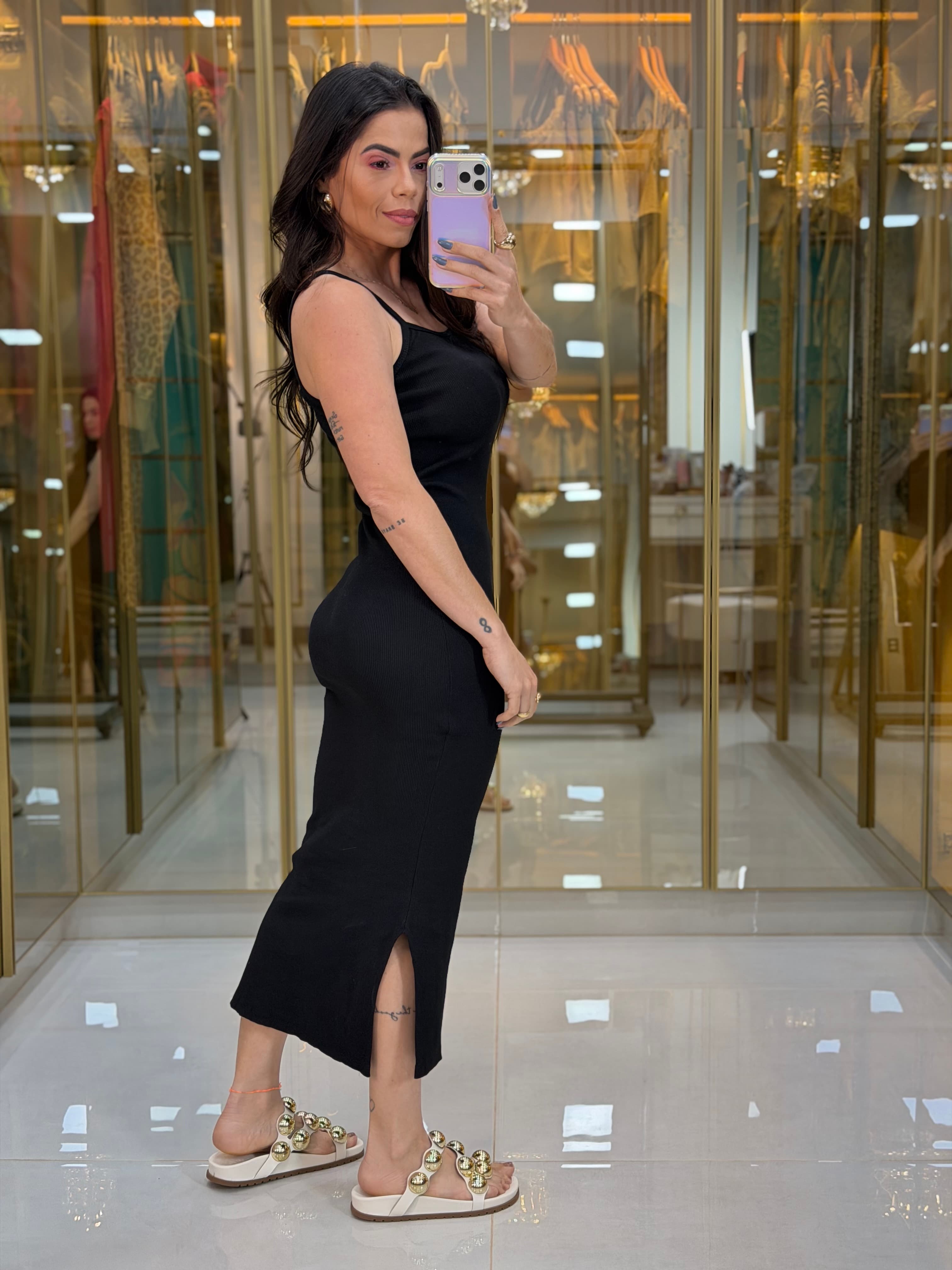 VESTIDO CANELADO ALÇA