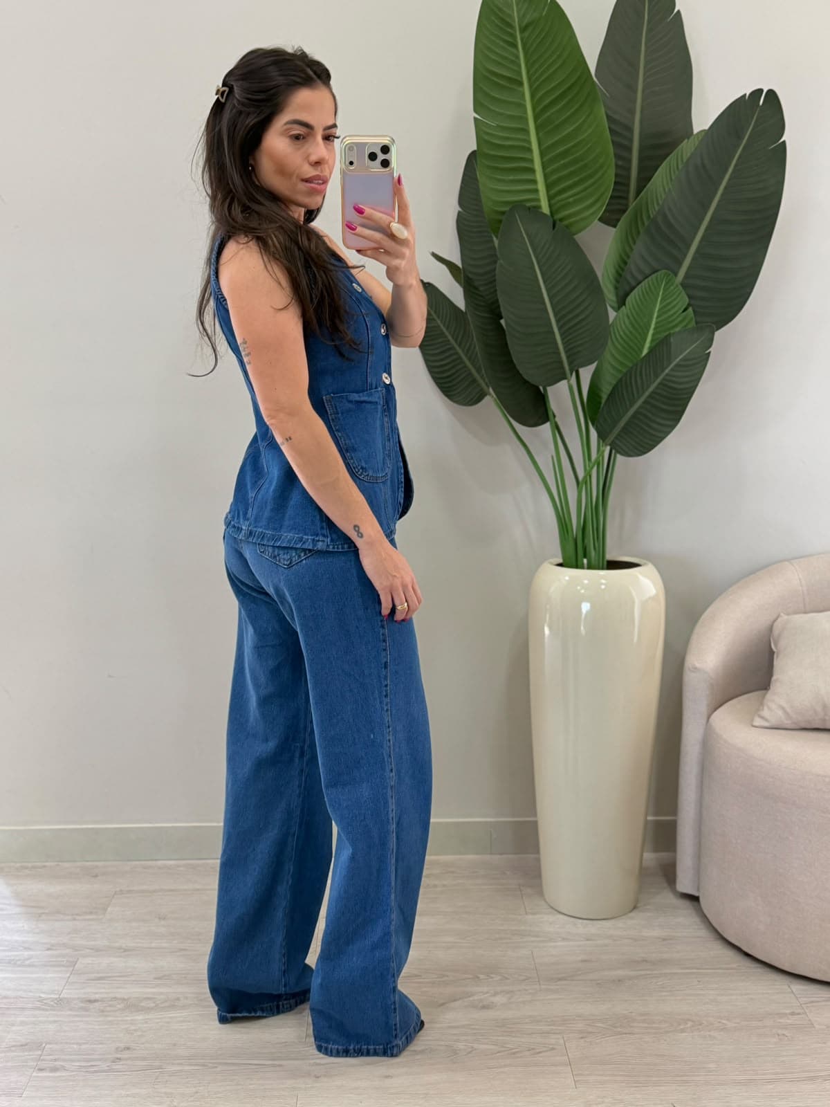 CONJUNTO COLETE JEANS